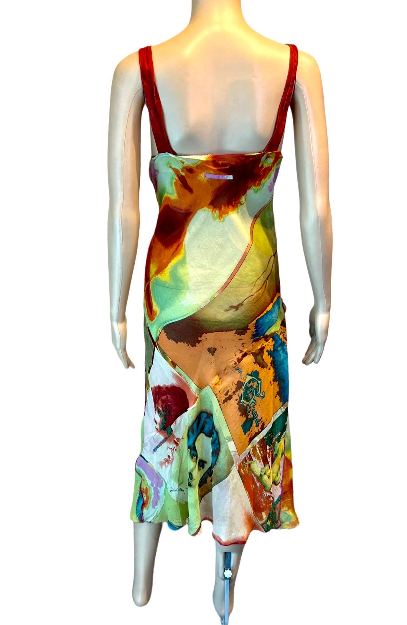 Jean Paul Gaultier S/S 2002 Vintage “Portraits” Faces People Print Slip Dress  In Good Condition For Sale In Naples, FL