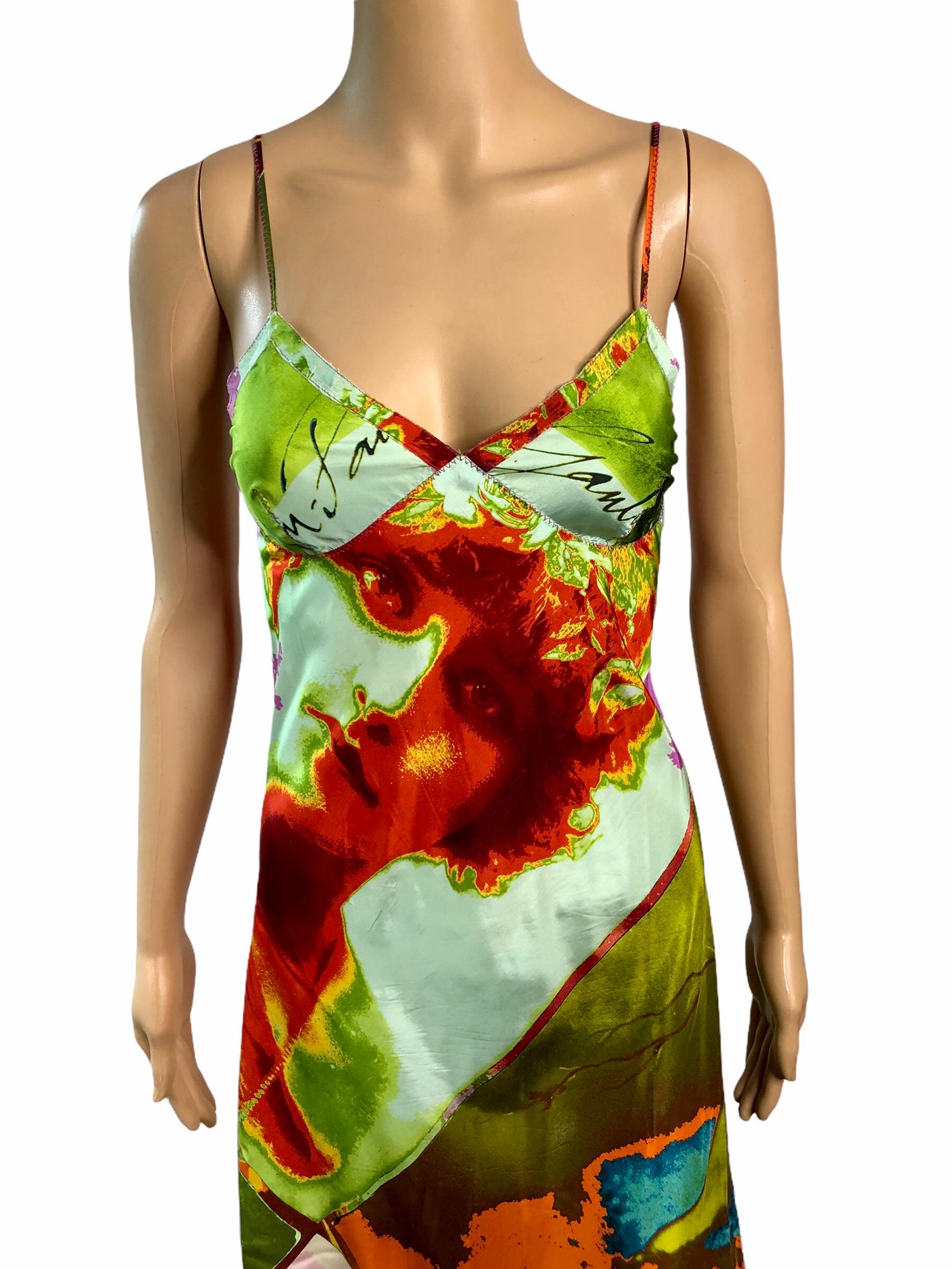 Women's or Men's Jean Paul Gaultier S/S 2002 Vintage “Portraits” Faces People Print Slip Dress