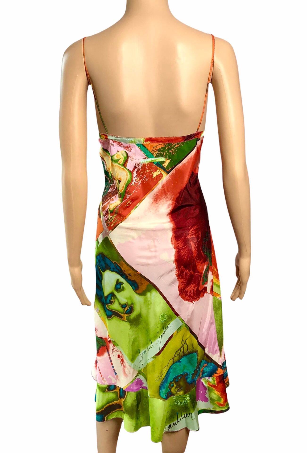 Jean Paul Gaultier S/S 2002 Vintage “Portraits” Faces People Print Slip Dress In Good Condition In Naples, FL
