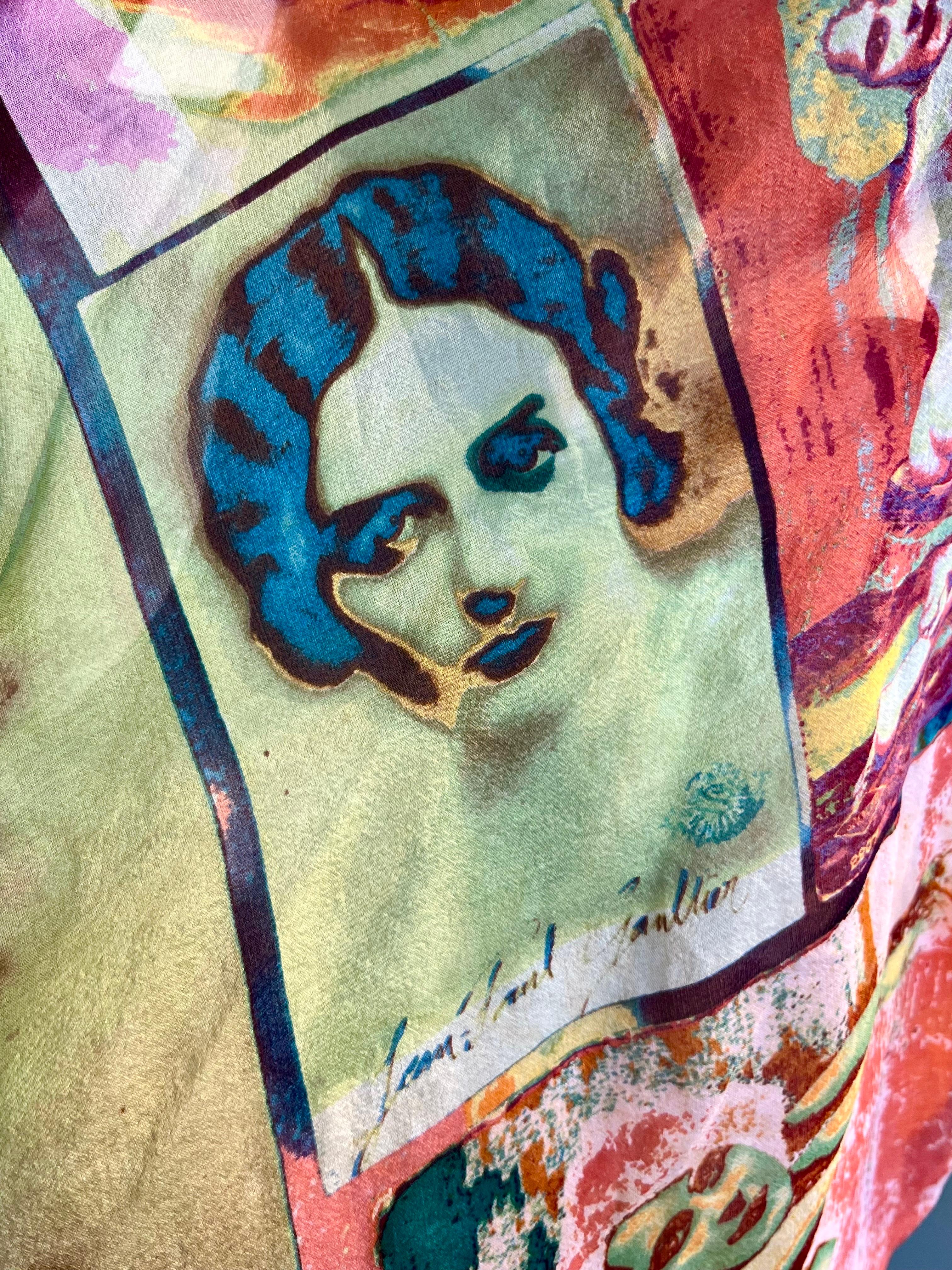 Jean Paul Gaultier S/S 2002 Vintage “Portraits” Faces People Print Slip Dress  For Sale 2