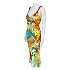 Jean Paul Gaultier S/S 2002 - Robe-culotte vintage à imprimé portraits de visages de personnes
