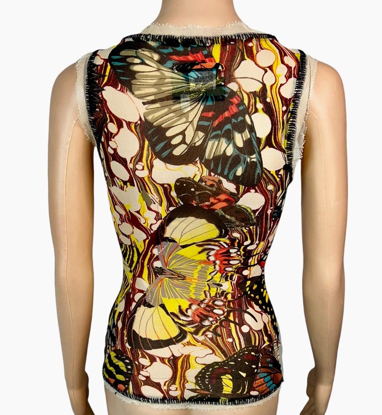 Top Jean Paul Gaultier Butterfly Lace-up Vintage SS2003 - Taille L - Multicolore - Occasion Parfait État