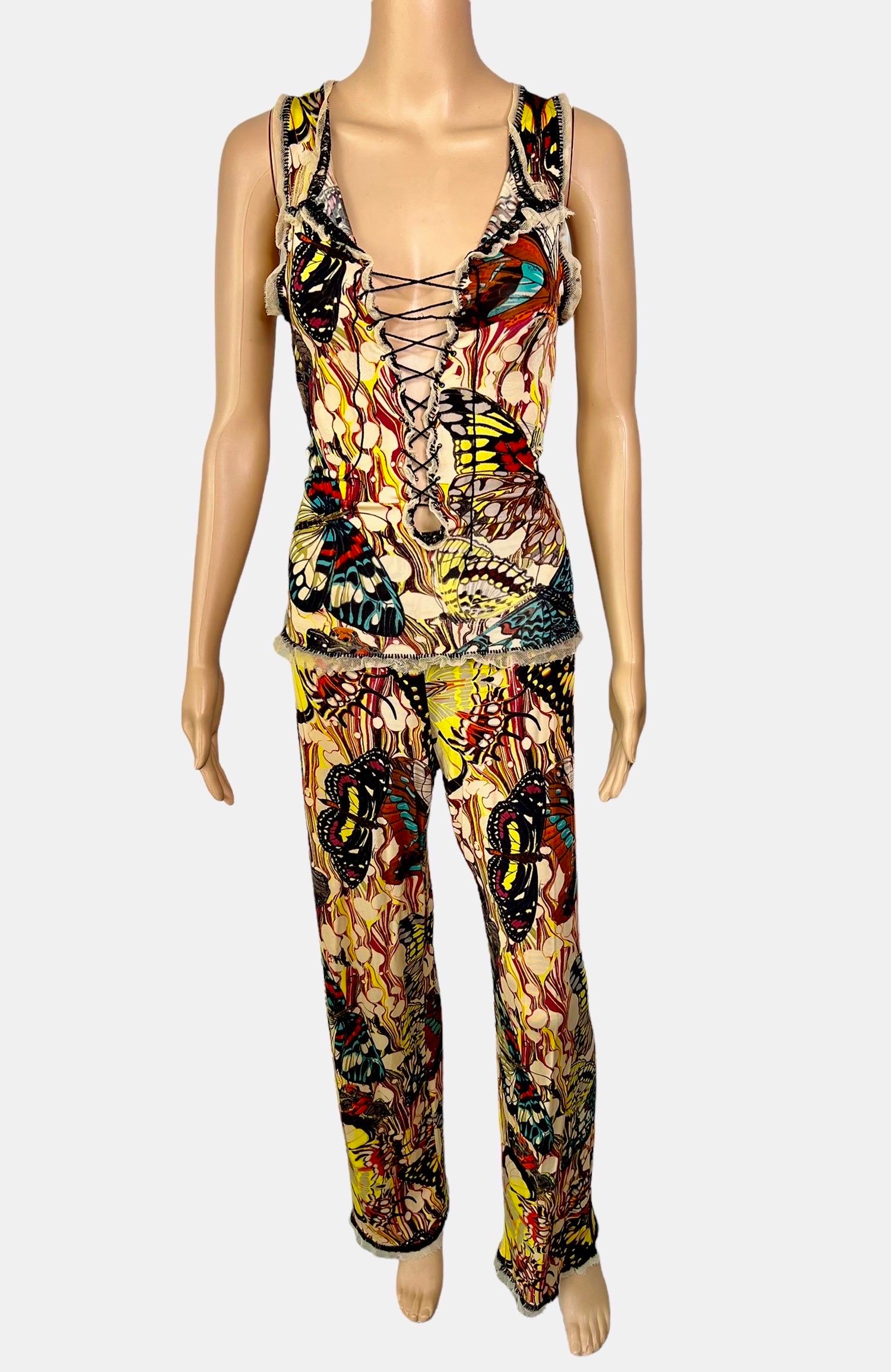 Jean Paul Gaultier S/S 2003 Vintage Butterfly Print Lace-Up Top & Pants Ensemble 2 Piece Set Size M/L

Please note the pants are size M and the top is size L.



