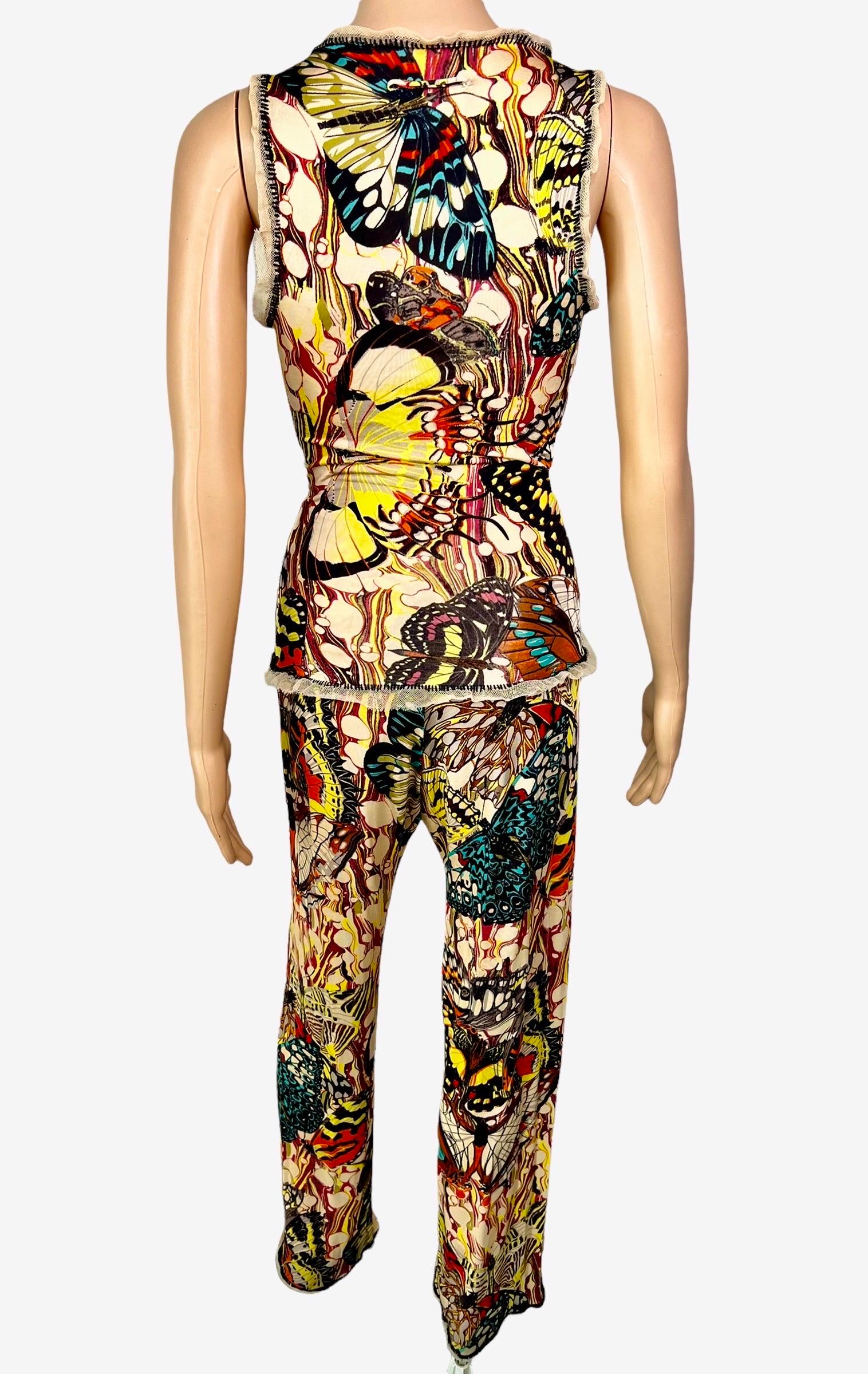 Women's or Men's Jean Paul Gaultier S/S 2003 Butterfly Print Top & Pants Ensemble 2 Piece Set  For Sale