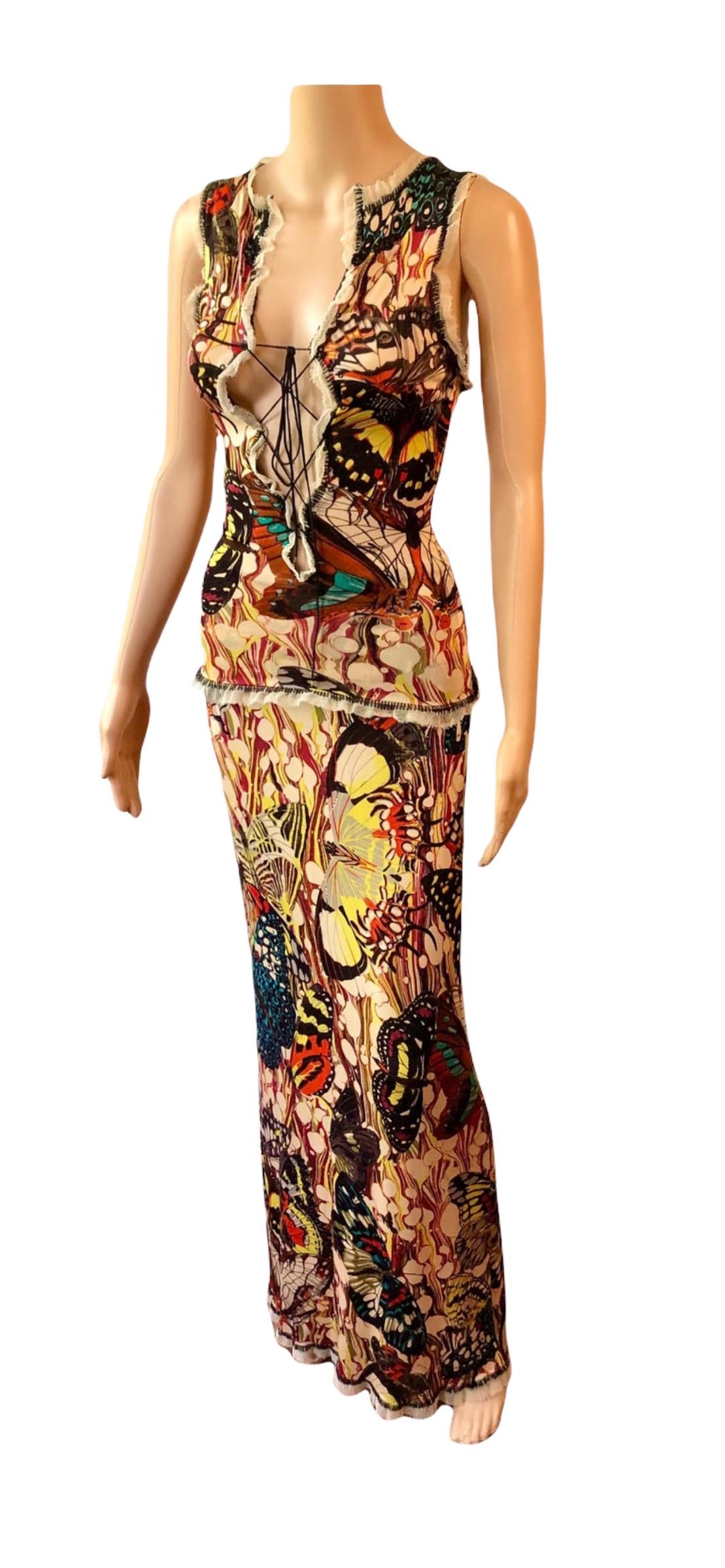 Jean Paul Gaultier Jeans P/E 2003 Top e Gonna con Stampa Farfalla Set 2 Pezzi 6