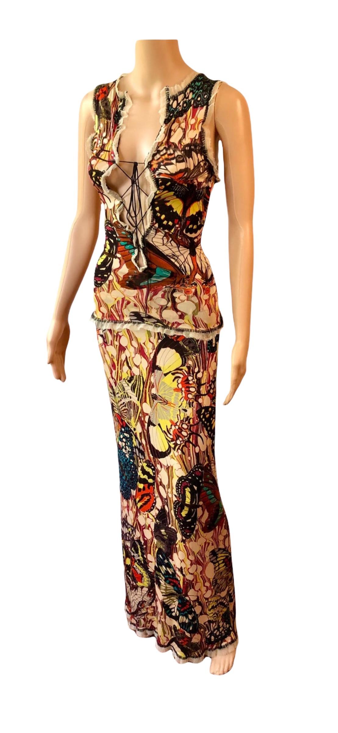 Jean Paul Gaultier S/S 2003 Butterfly Print Top & Skirt Ensemble 2 Piece Set  3