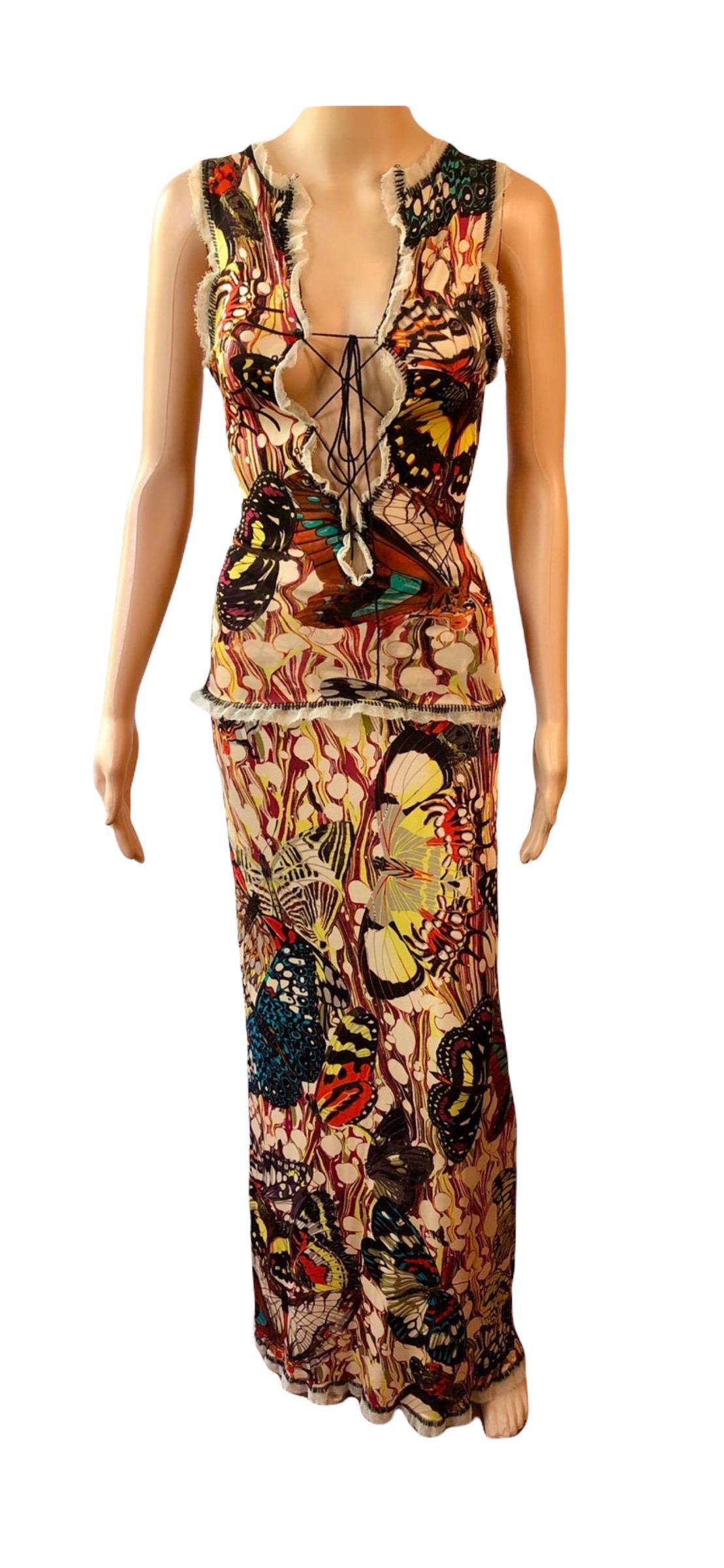 Jean Paul Gaultier S/S 2003 Butterfly Print Top and Skirt Ensemble 2 ...