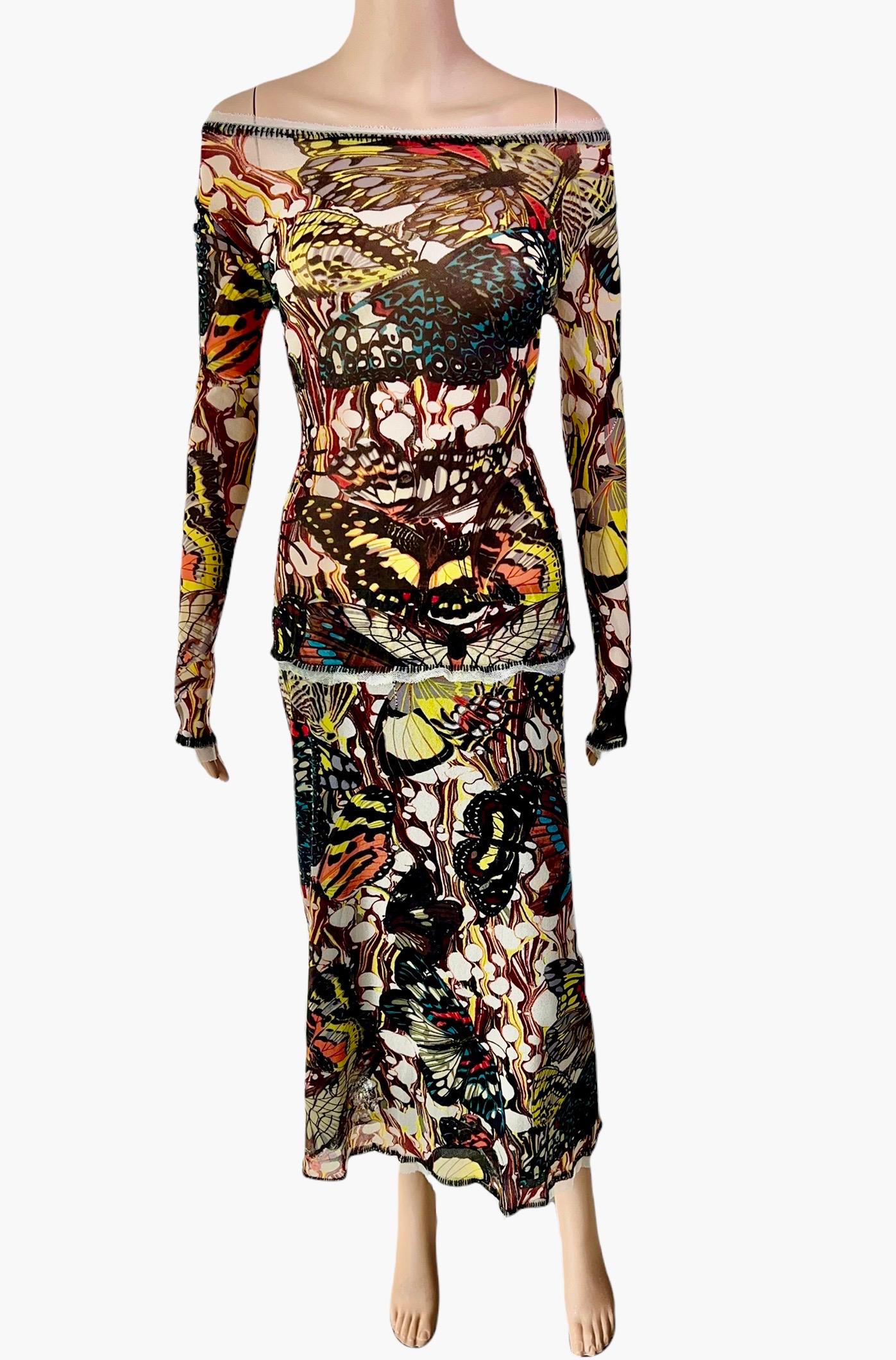 Jean Paul Gaultier Jeans P/E 2003 Top e Gonna con Stampa Farfalla Set 2 Pezzi In condizioni buone in vendita a Naples, FL