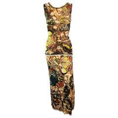 Jean Paul Gaultier S/S 2003 Butterfly Print Top & Skirt Ensemble 2 Piece Set