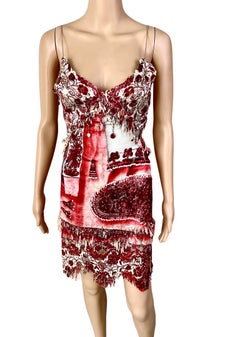 Jean Paul Gaultier S/S 2003 Embellished Laser Cut Fringe Charms Chain Mini Dress