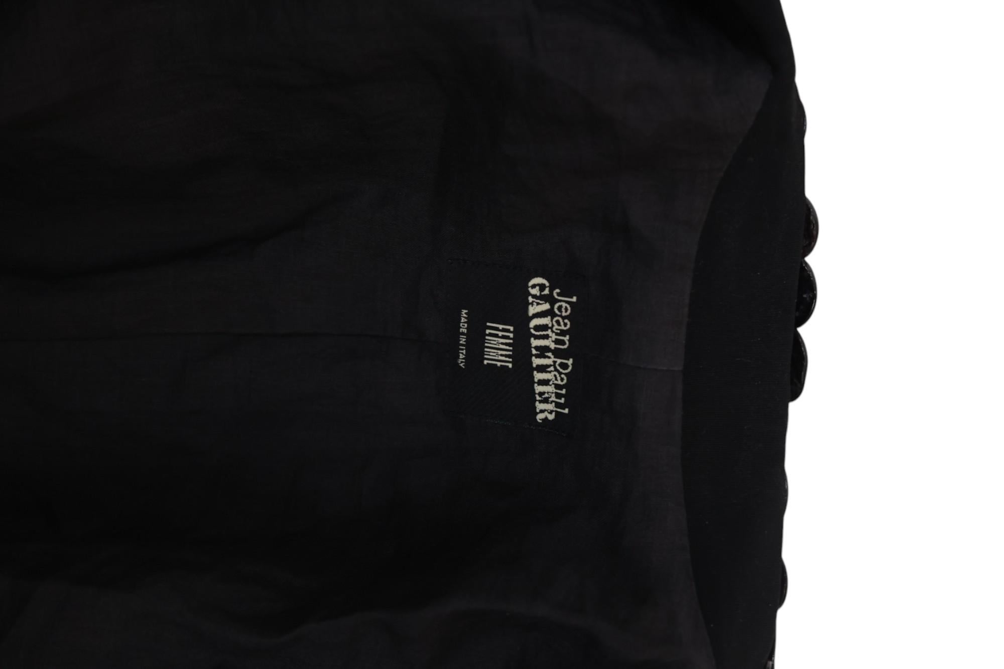 Jean Paul Gaultier S/S 2003 Haute Couture Blazer aus schwarzer Wolle mit Perlmuttknöpfen im Angebot 6