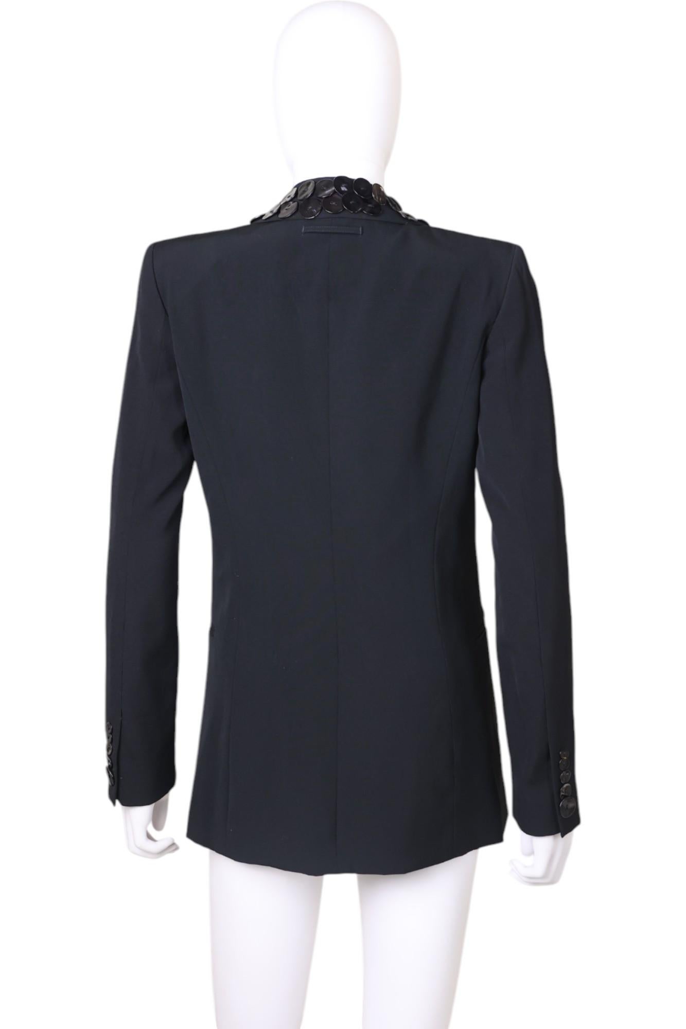 Jean Paul Gaultier S/S 2003 Haute Couture Blazer aus schwarzer Wolle mit Perlmuttknöpfen im Zustand „Hervorragend“ im Angebot in Caserta, IT