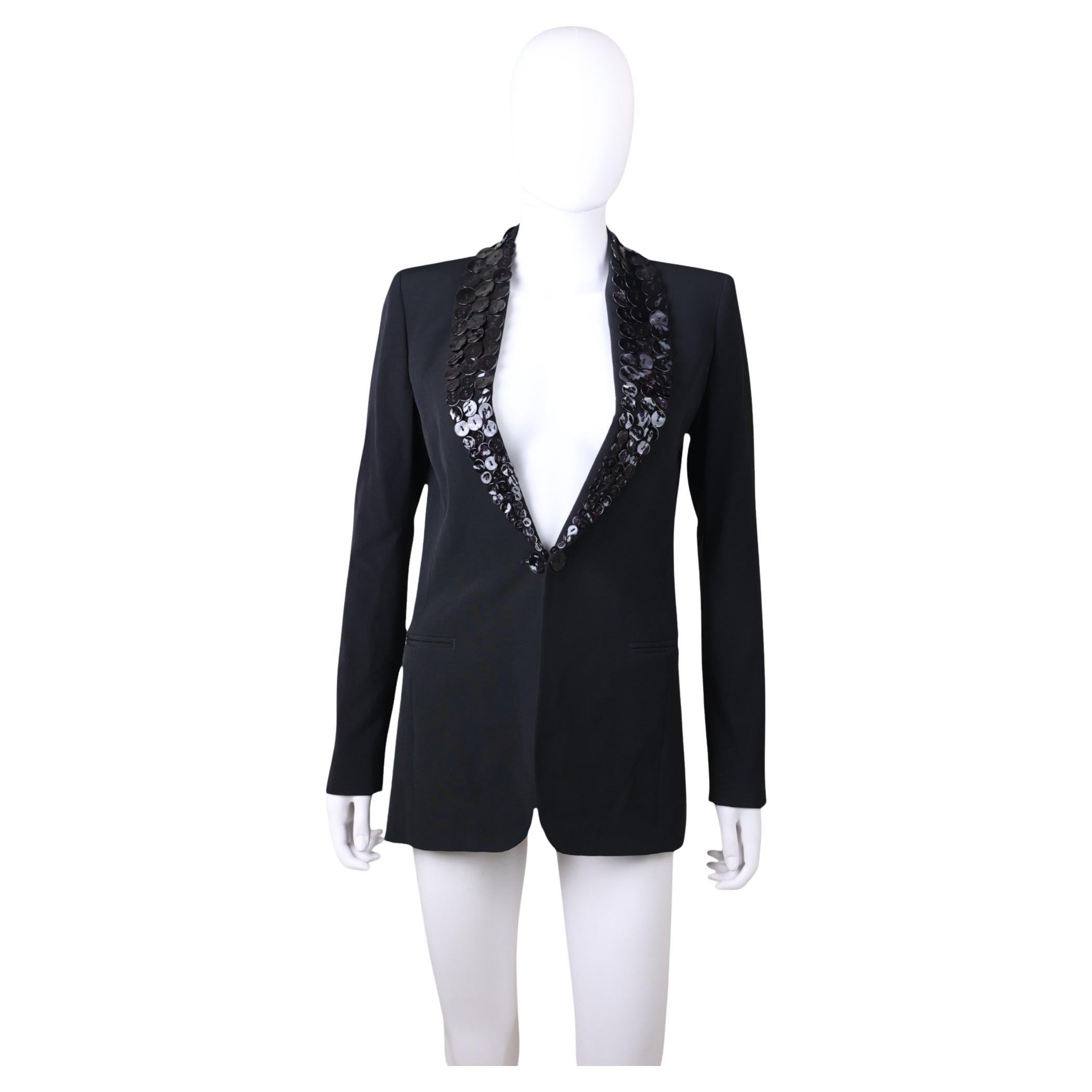 Jean Paul Gaultier S/S 2003 Haute Couture Black Wool Pearl Button Blazer