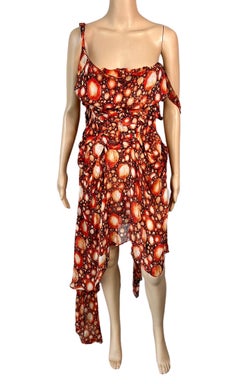 Jean Paul Gaultier S/S 2004 durchsichtiges asymmetrisches Korsett-Kleid mit Galaxy-Druck