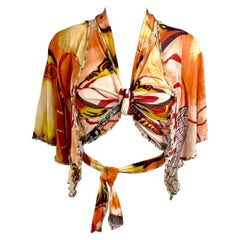 Jean Paul Gaultier S/S 2005 Abstract Salvador Dali Print Wrap Crop Top