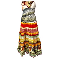 Jean Paul Gaultier S/S 2005 Runway Abstract Salvador Dali Print Maxi Dress