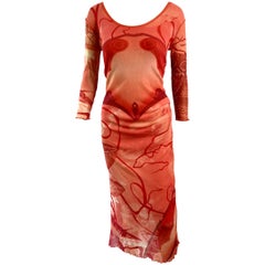 Jean Paul Gaultier S/S 2005 Semi-Sheer Mesh Abstract Salvador Dali Print Dress