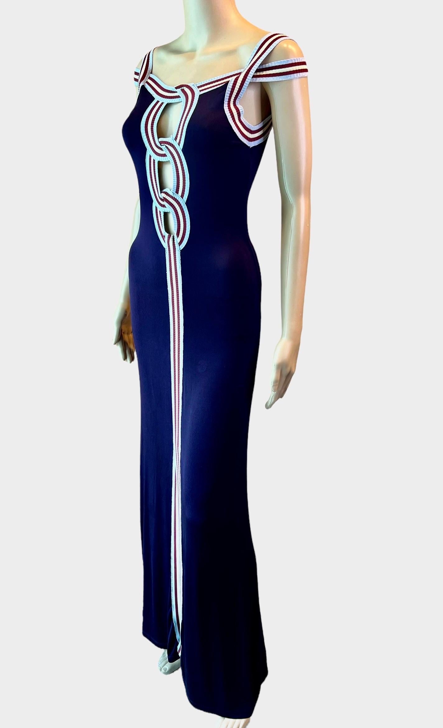 Jean Paul Gaultier S/S 2007 Cutout Bodycon Maxi Dress In Good Condition For Sale In Naples, FL