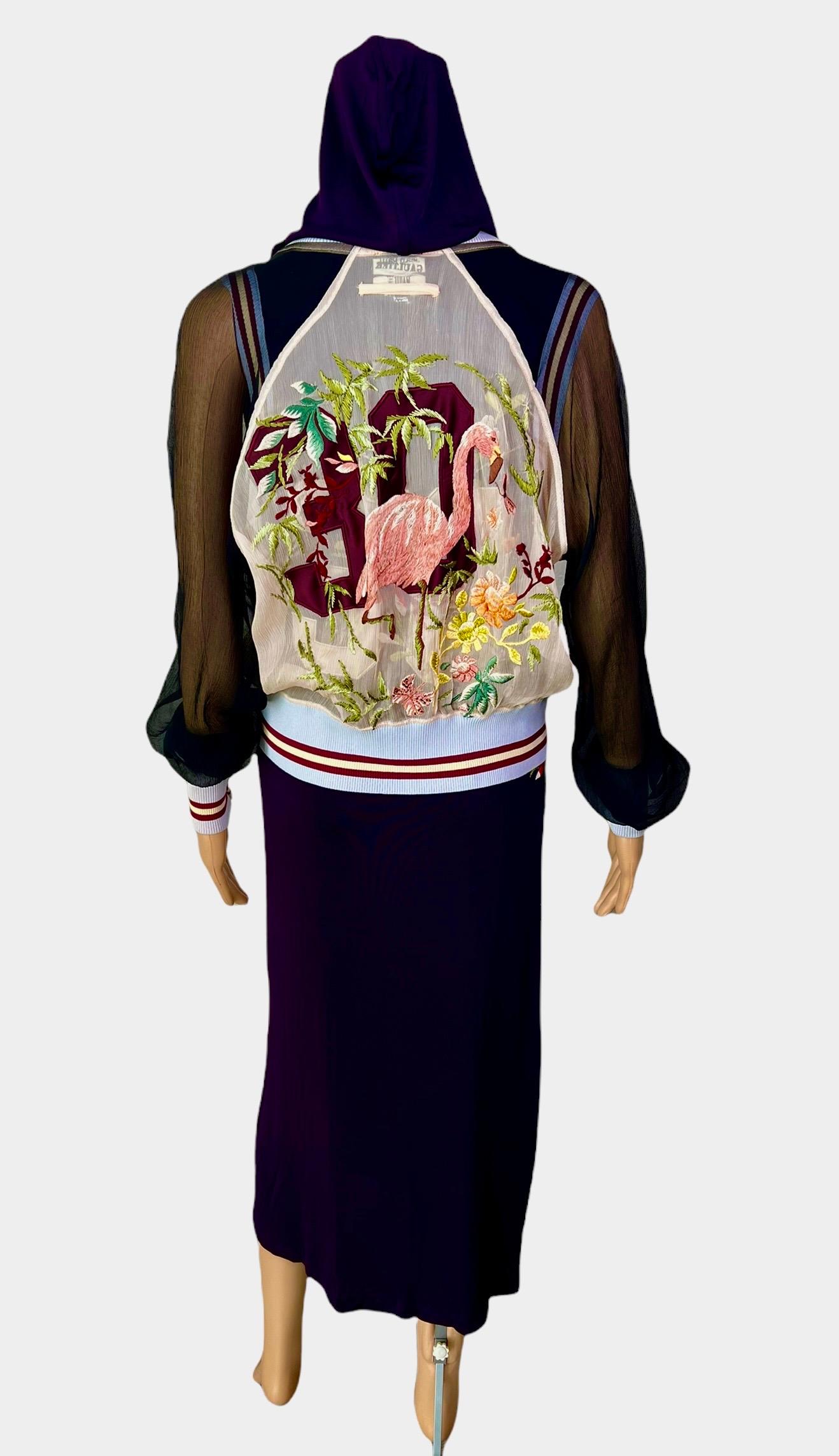 Jean Paul Gaultier S/S 2007 Embroidered Sheer Hooded Jacket & Dress 2 Piece Set  For Sale 2
