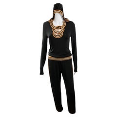 Jean Paul Gaultier S/S 2007 Hooded Black Cutout Top & Pants 2 Piece Set Ensemble