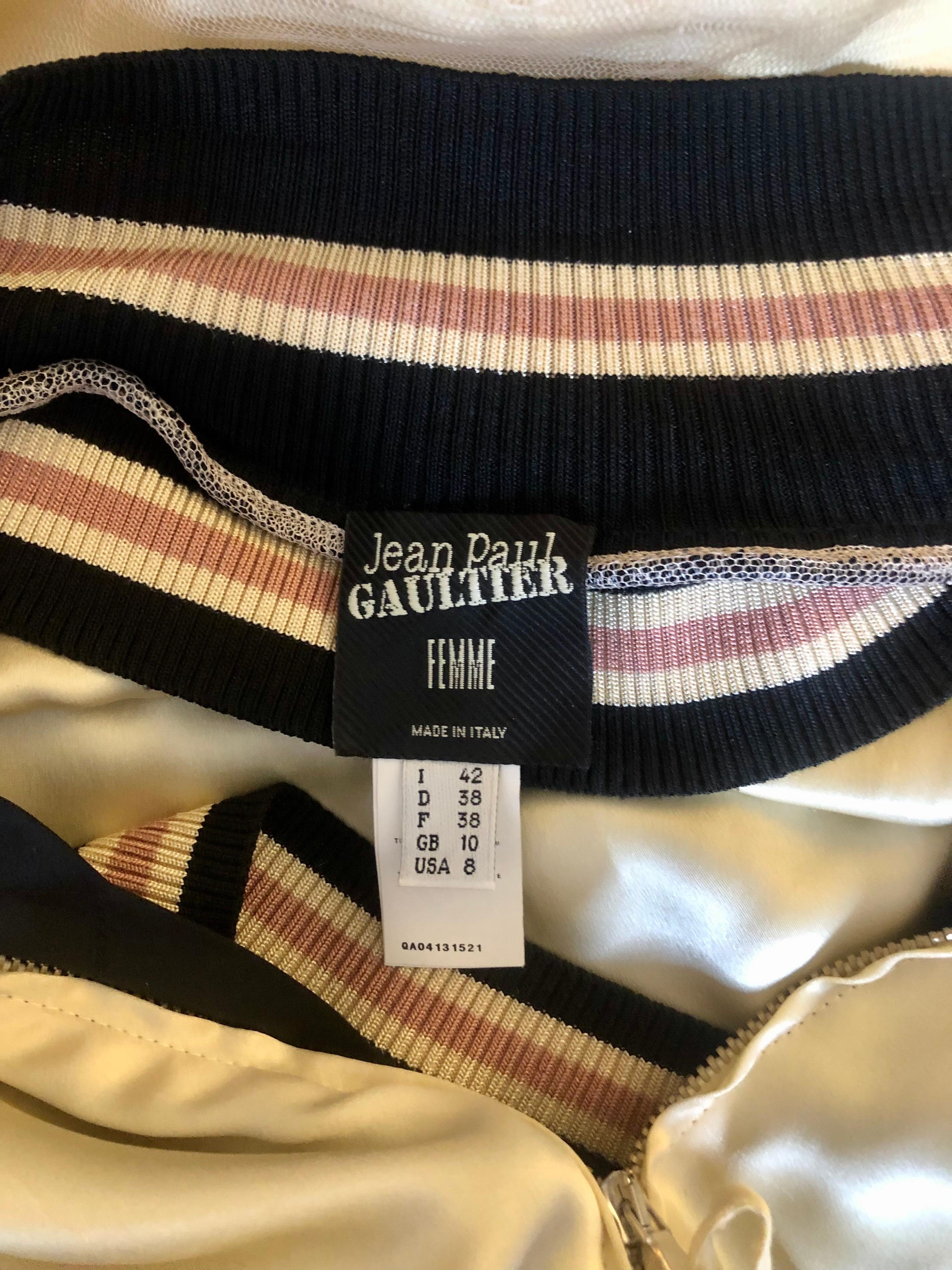 Jean Paul Gaultier S/S 2007 Runway Embroidered Logo Open Back Hooded Mini Dress 8