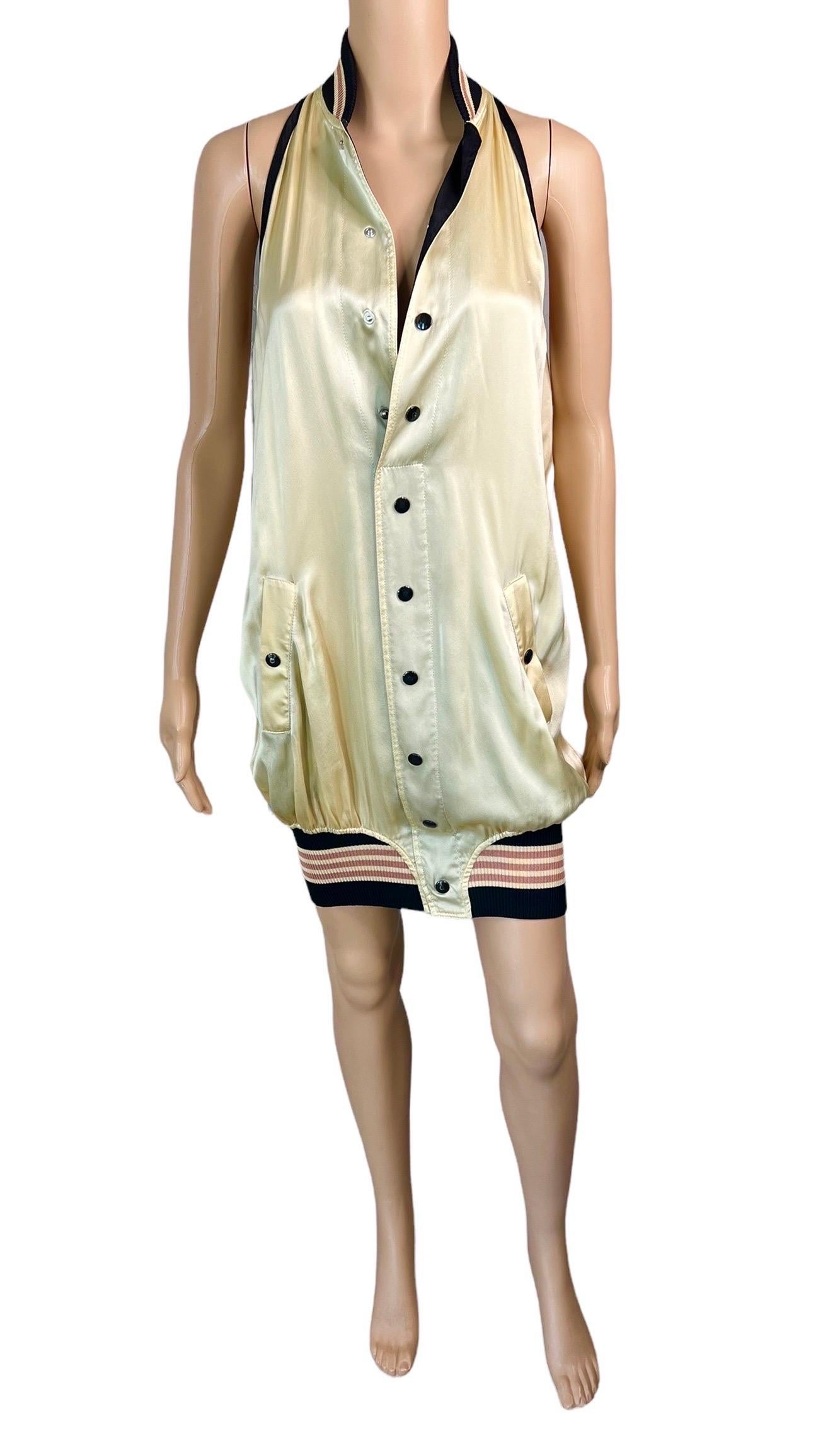 Jean Paul Gaultier S/S 2007 Runway Embroidered Logo Silk Mini Dress For Sale 1