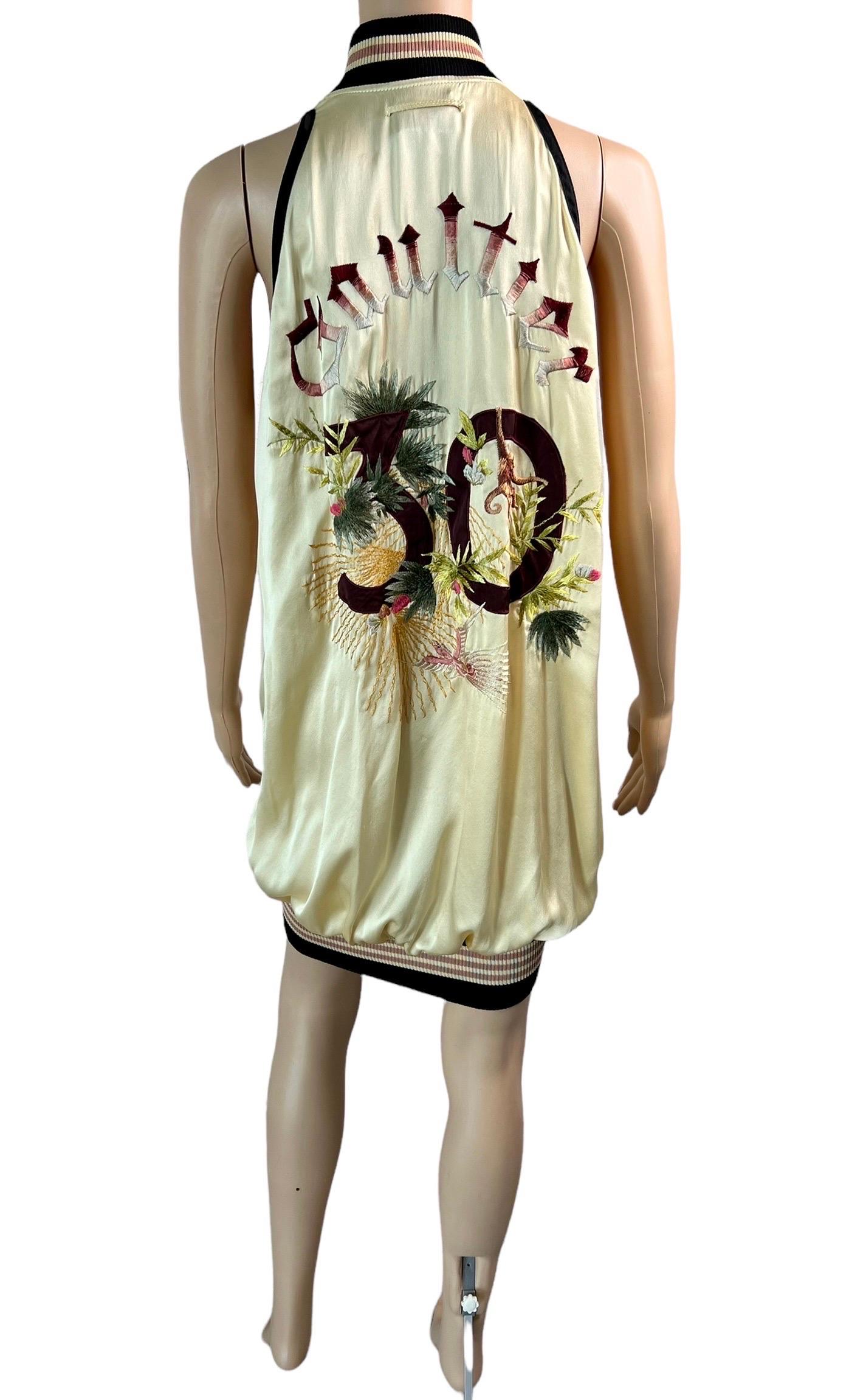Jean Paul Gaultier S/S 2007 Runway Embroidered Logo Silk Mini Dress For Sale 2