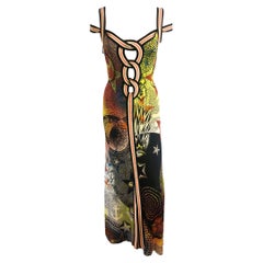 Jean Paul Gaultier S/S 2007 Star Print Cutout Bodycon Maxi Dress