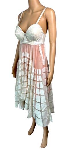 Jean Paul Gaultier S/S 2010 Runway Cone Bra Bustier Cutout Sheer Dress