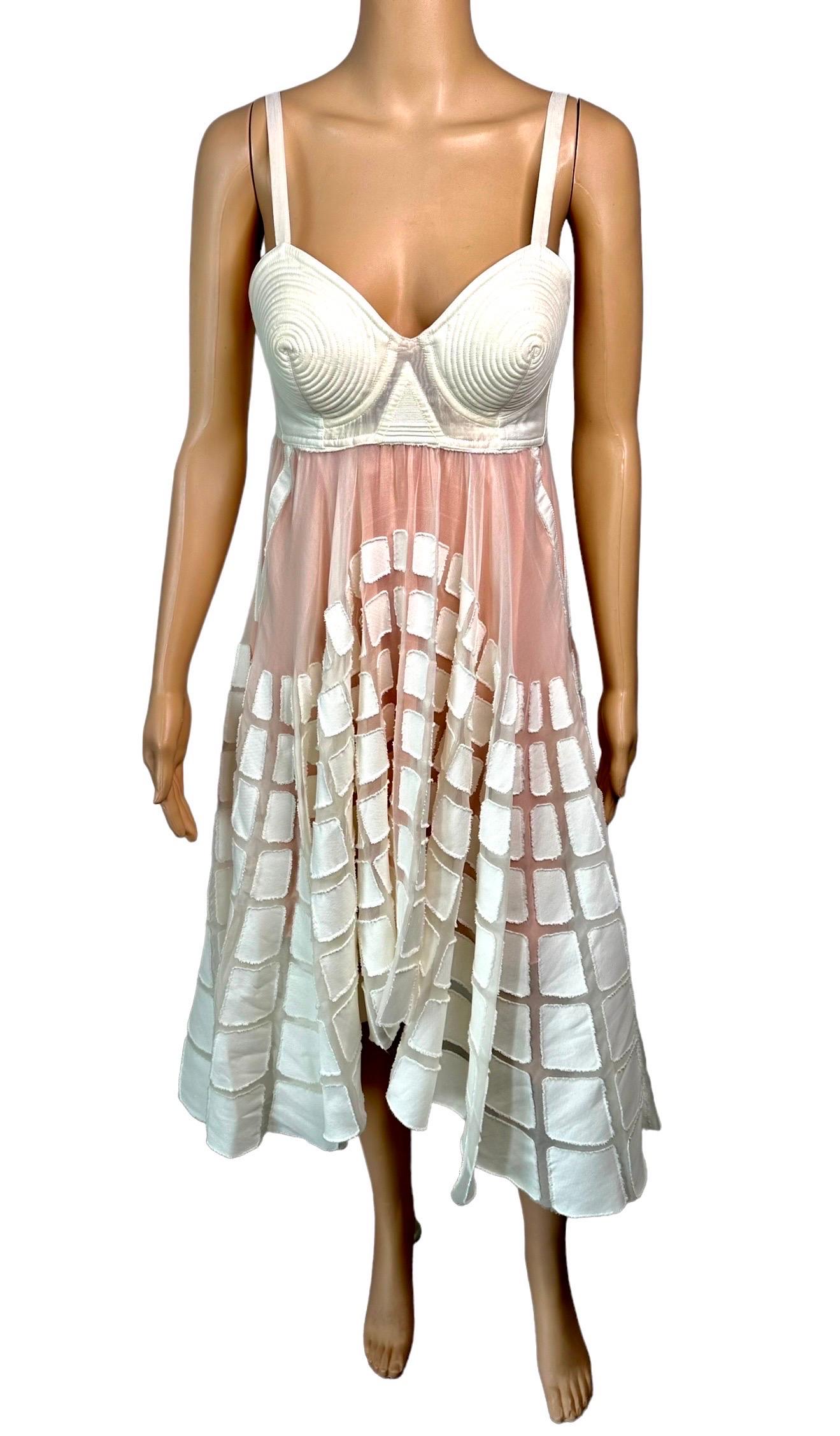 Jean Paul Gaultier S/S 2010 Runway Cone Bra Bustier Cutout Sheer Dress  For Sale 1