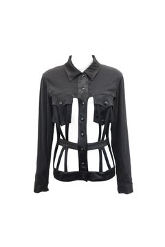 JEAN PAUL GAULTIER S/s 2013 Black Satin Cage Corseted Jacket