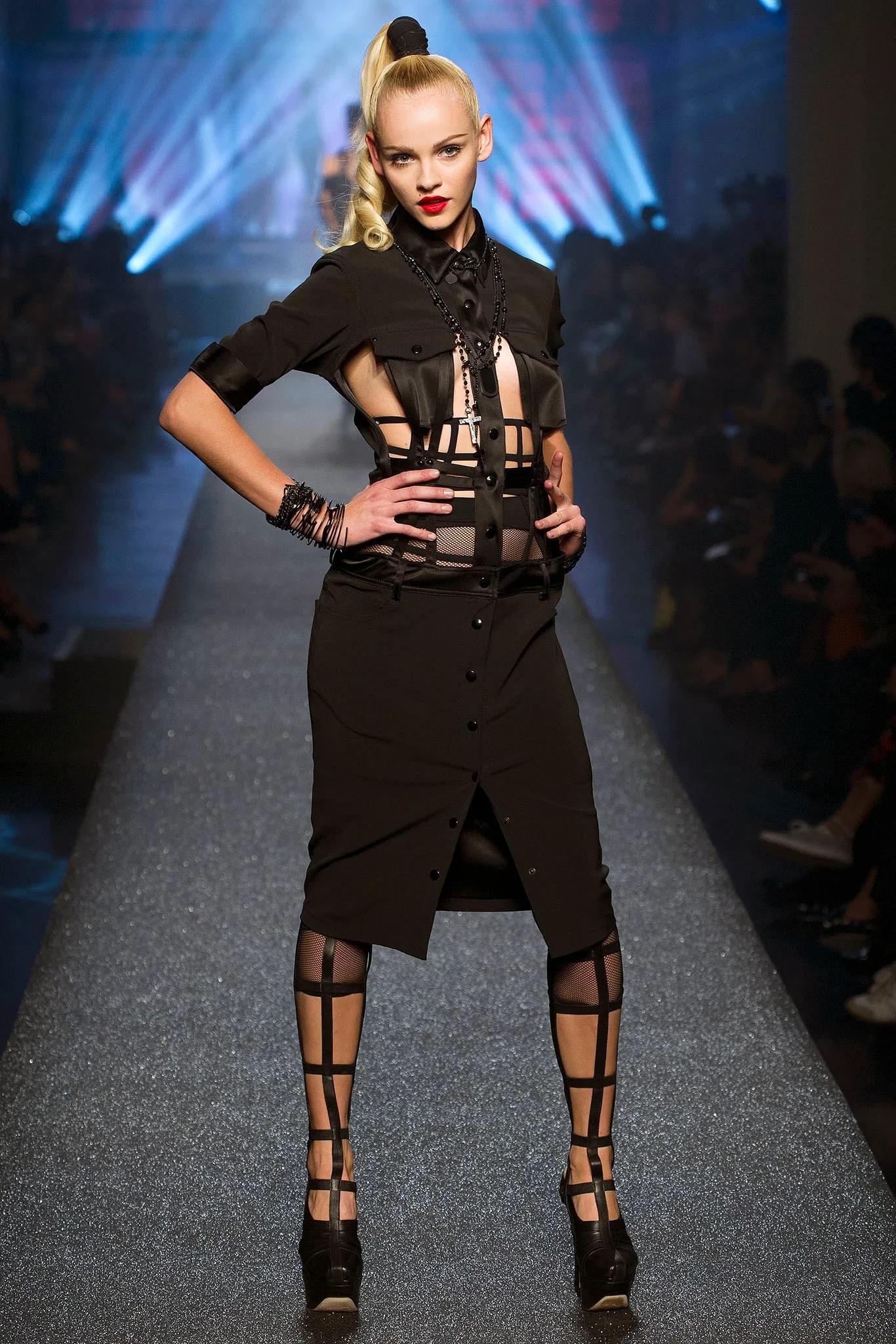 Nero JEAN PAUL GAULTIER S/s 2013 Black Satin Cage Corseted Jacket in vendita