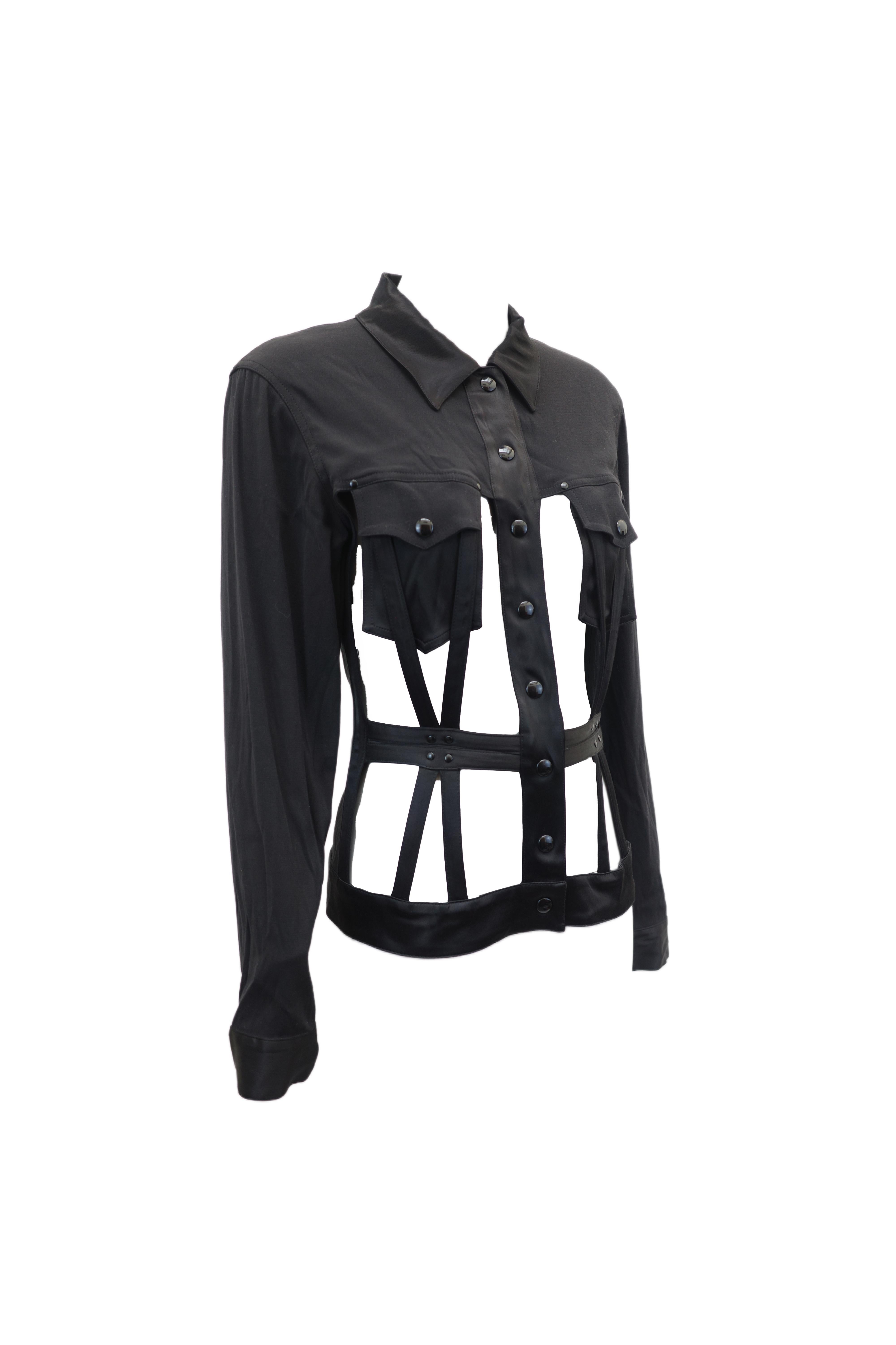 Donna JEAN PAUL GAULTIER S/s 2013 Black Satin Cage Corseted Jacket in vendita