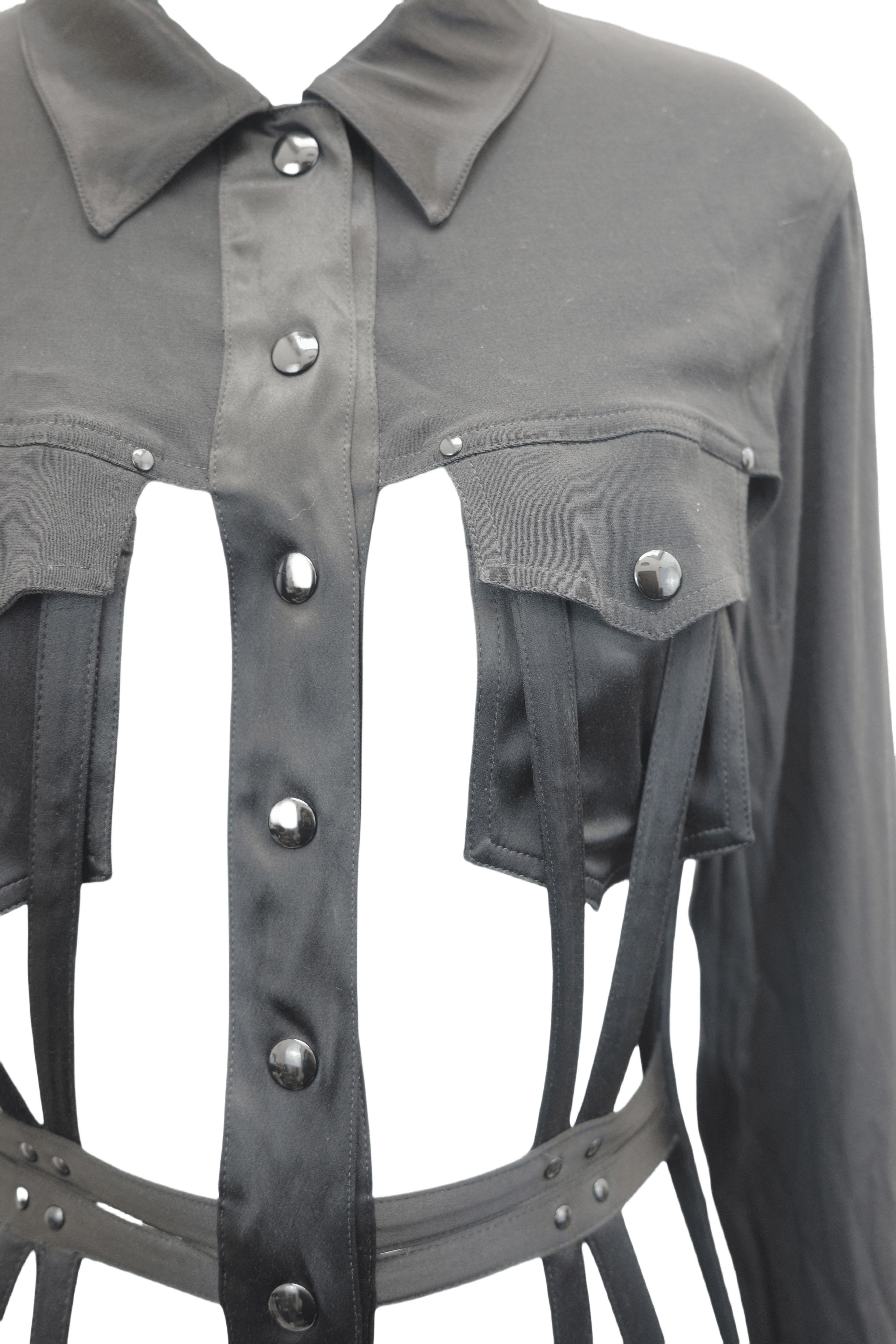 JEAN PAUL GAULTIER S/s 2013 Black Satin Cage Corseted Jacket in vendita 3