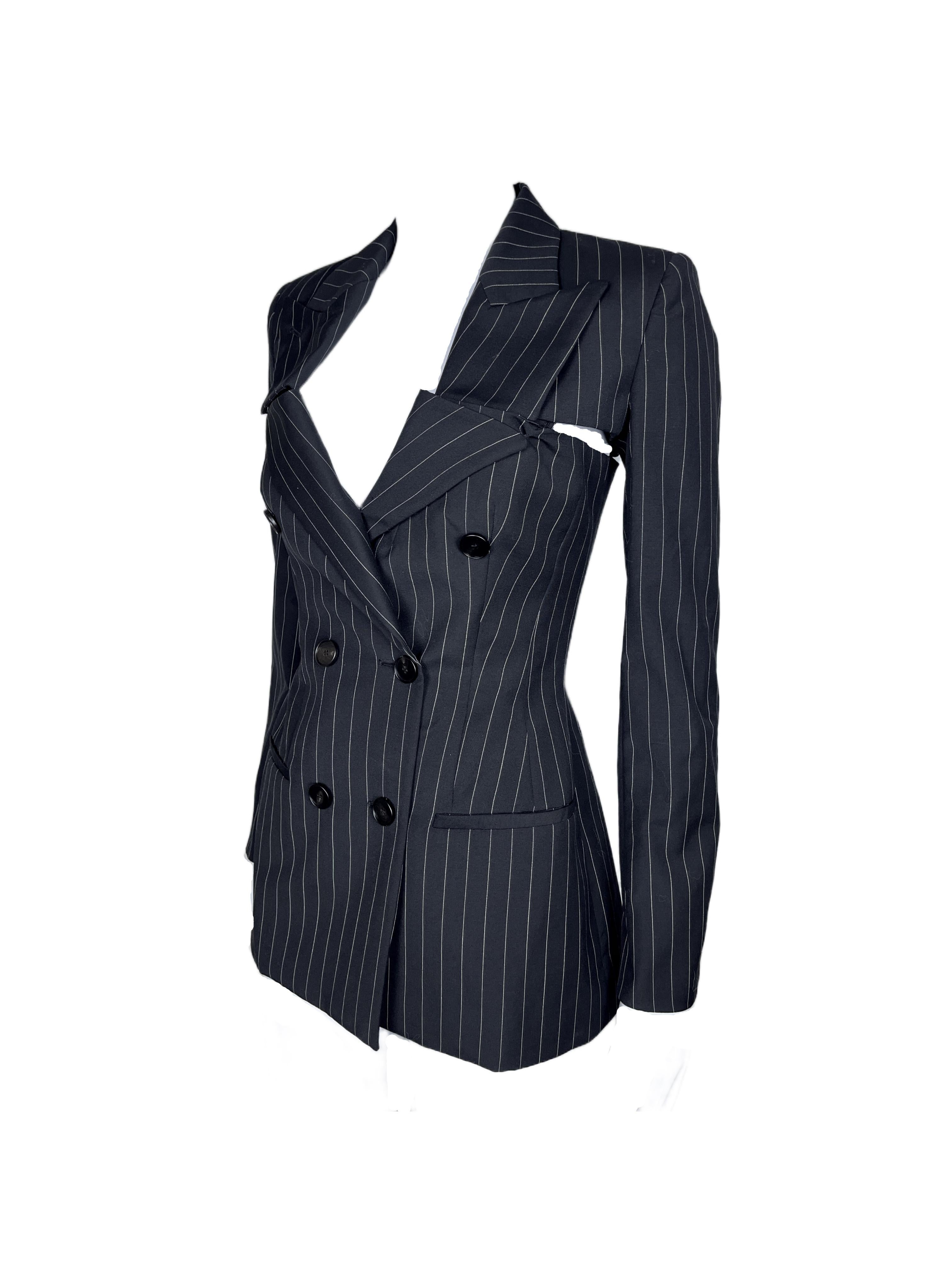 JEAN PAUL GAULTIER S/s 2013 Detachable Corseted Striped Blazer in vendita 6