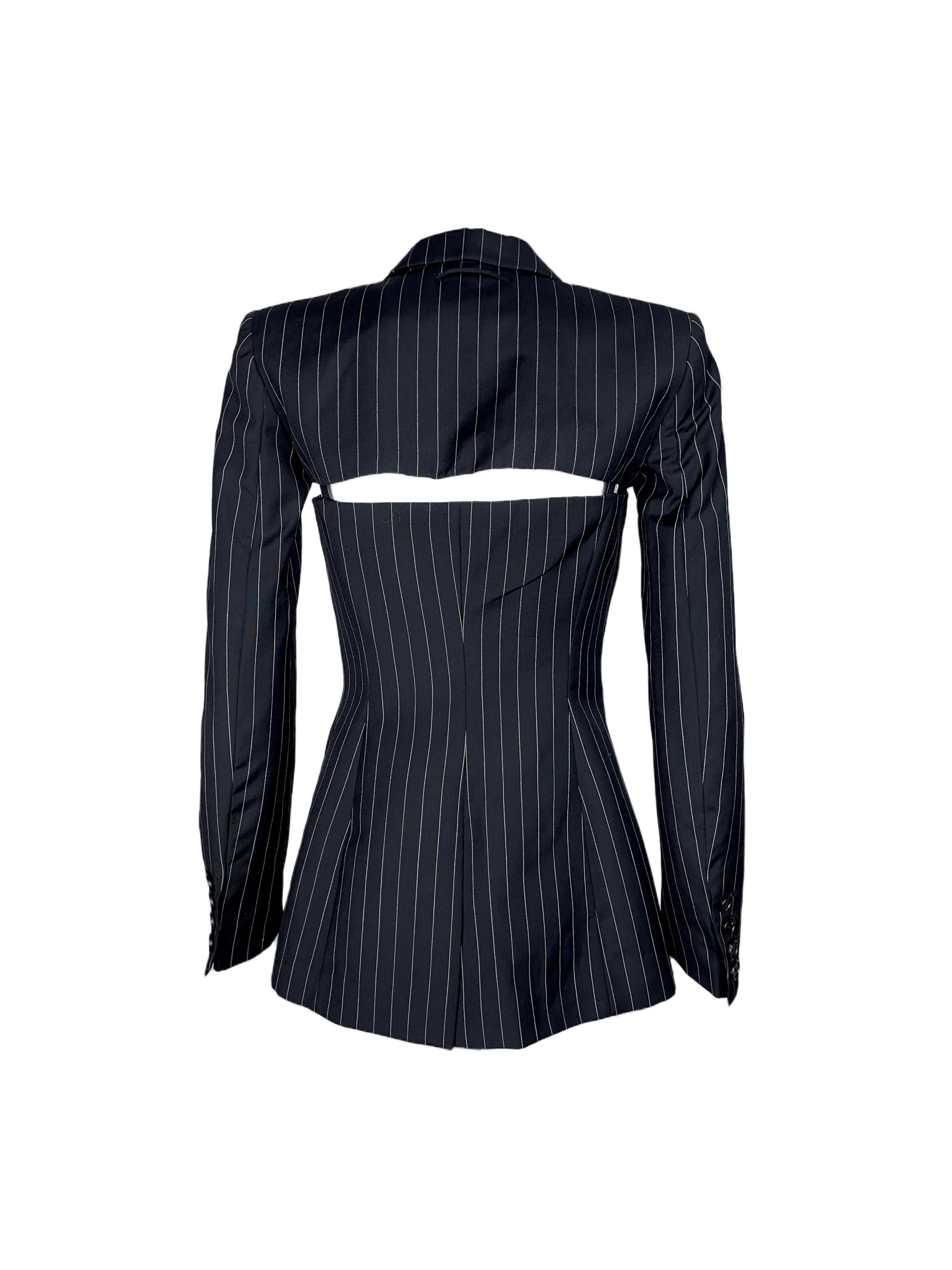 JEAN PAUL GAULTIER S/s 2013 Detachable Corseted Striped Blazer in vendita 7
