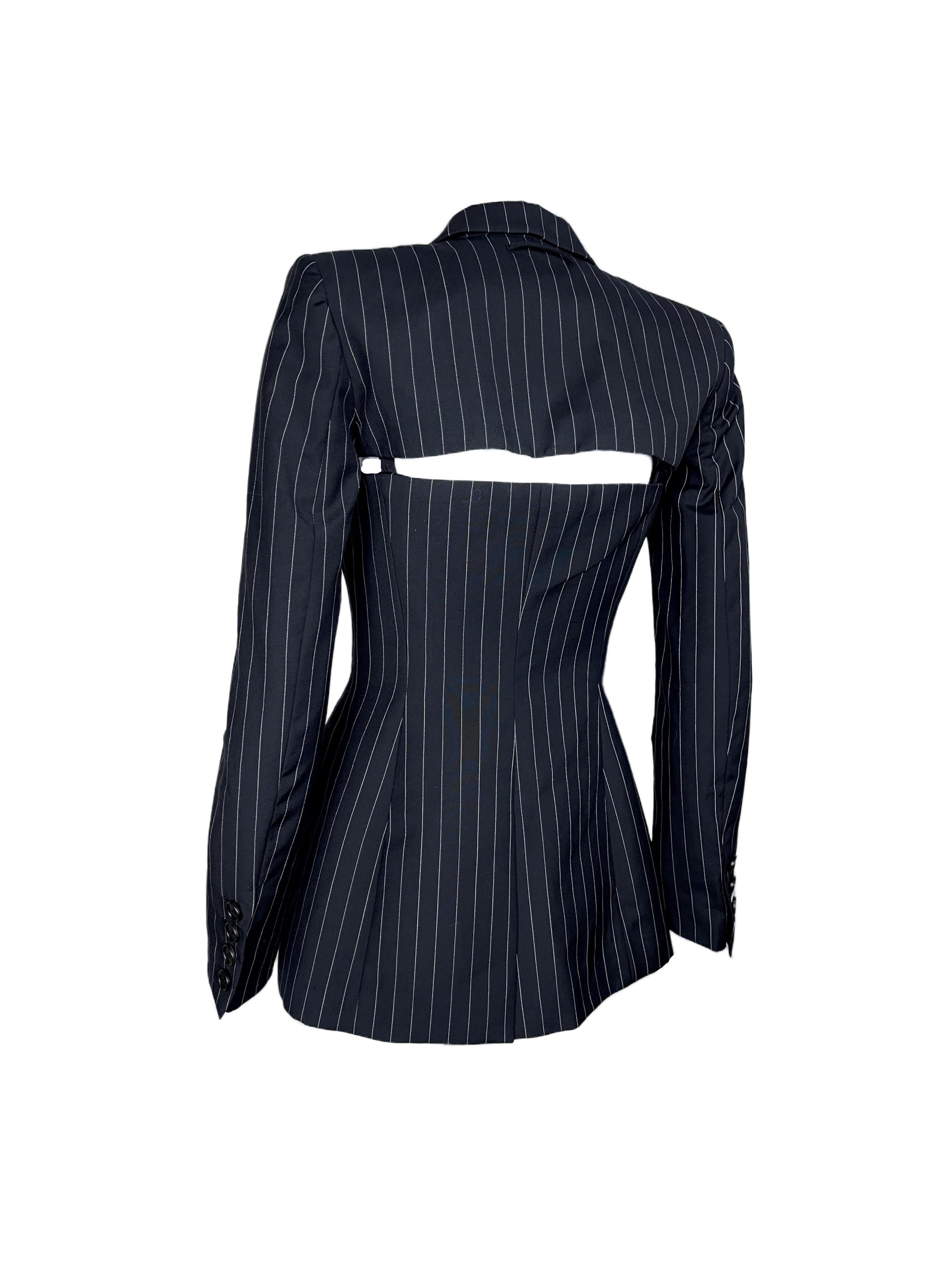 JEAN PAUL GAULTIER S/s 2013 Detachable Corseted Striped Blazer in vendita 8