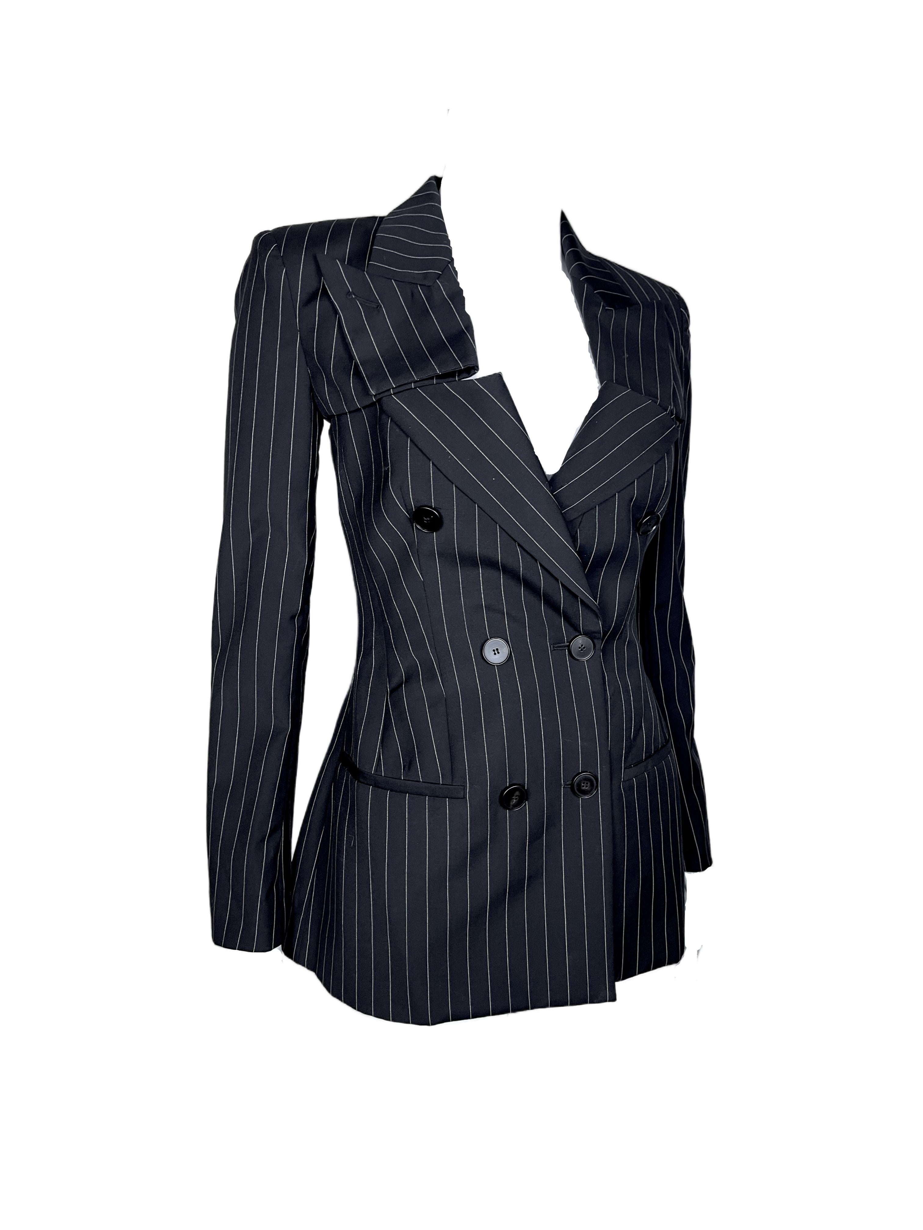 JEAN PAUL GAULTIER S/s 2013 Detachable Corseted Striped Blazer in vendita 4