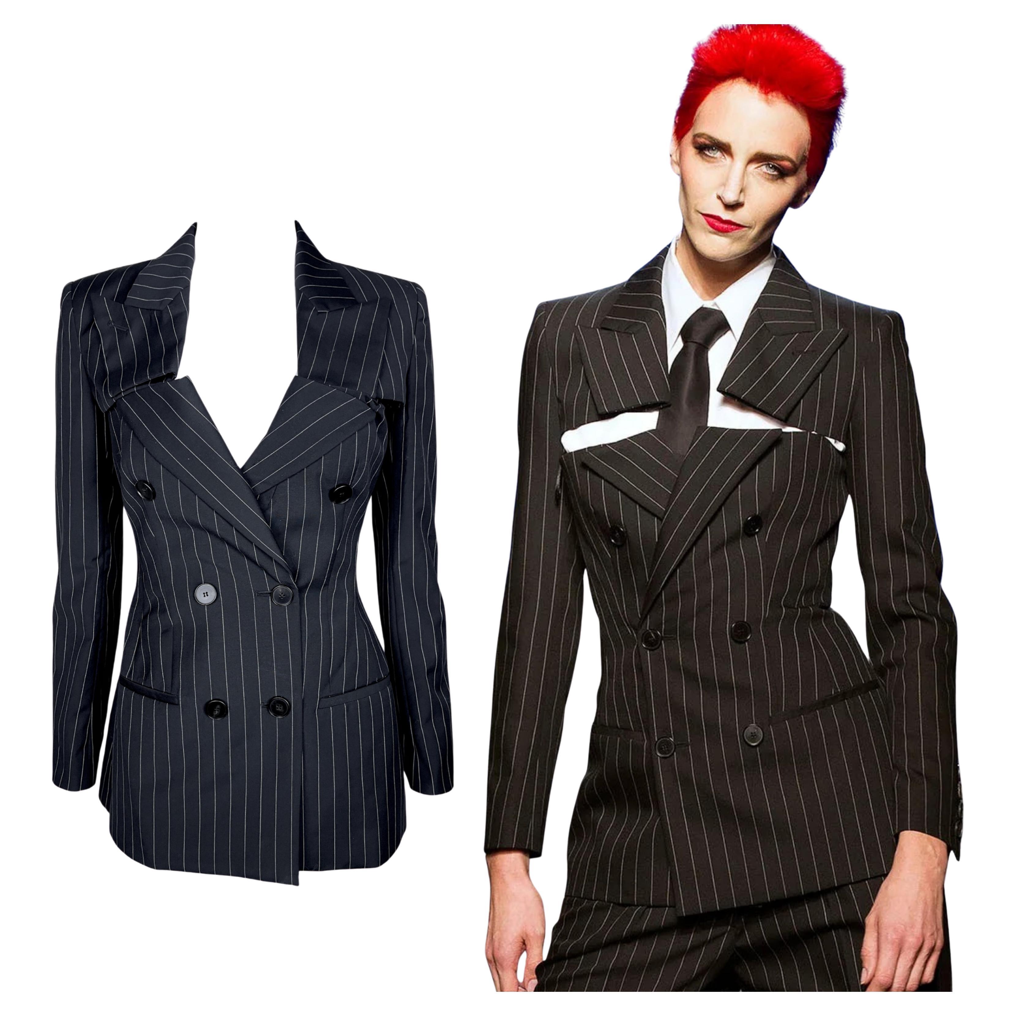 JEAN PAUL GAULTIER S/s 2013 Detachable Corseted Striped Blazer in vendita