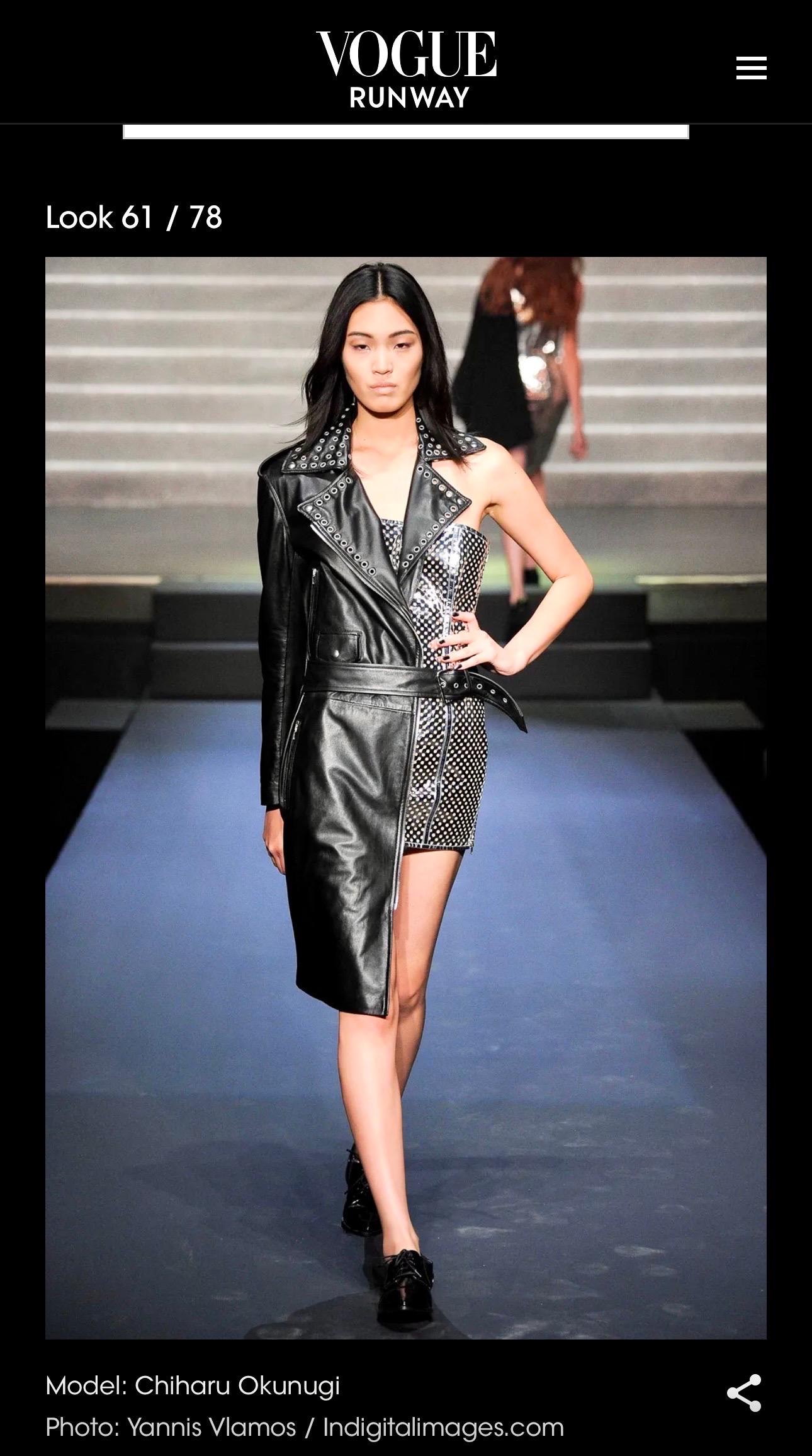 Jean Paul Gaultier S/S 2015 Runway Leather Asymmetric Wrap One Sleeve Mini Dress For Sale 5