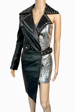 Jean Paul Gaultier S/S 2015 Runway Leather Asymmetric Wrap One Sleeve Mini Dress