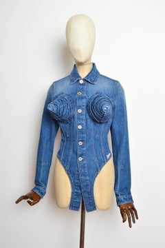 Jean Paul Gaultier S/S 2025 Sample Avant Guard Cone Bra Denim Jacket