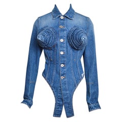Jean Paul Gaultier S/S 2025 Sample Avant Guard Cone Bra Denim Jacket