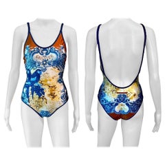 Jean Paul Gaultier S/S2008 Embroidered Logo One-Piece Bodysuit Swimwear Swimsuit