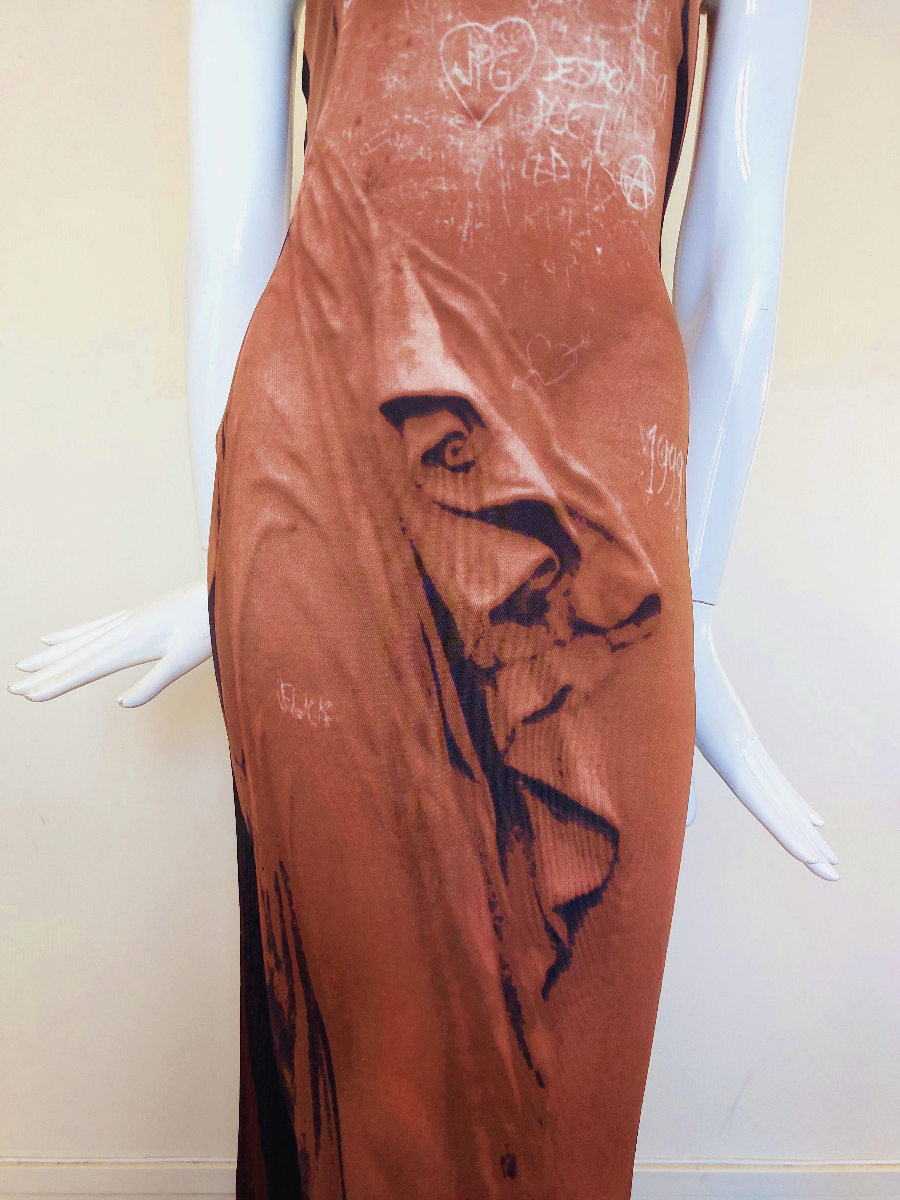 Robe de défilé Jean Paul Gaultier S1999 Graffiti déesse Vénus nue en trompe-l'œil en vente 5