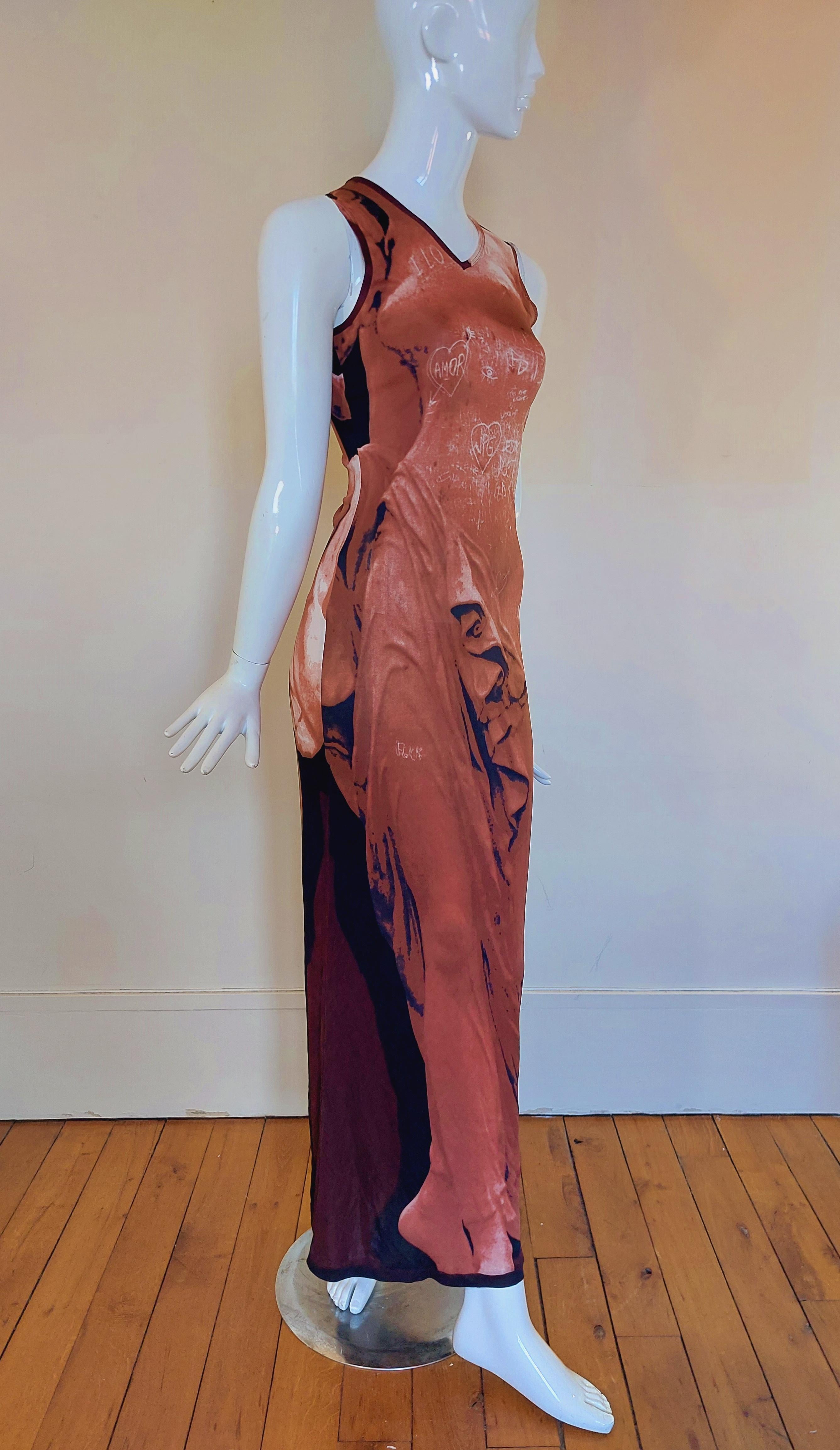 Robe de défilé Jean Paul Gaultier S1999 Graffiti déesse Vénus nue en trompe-l'œil en vente 6
