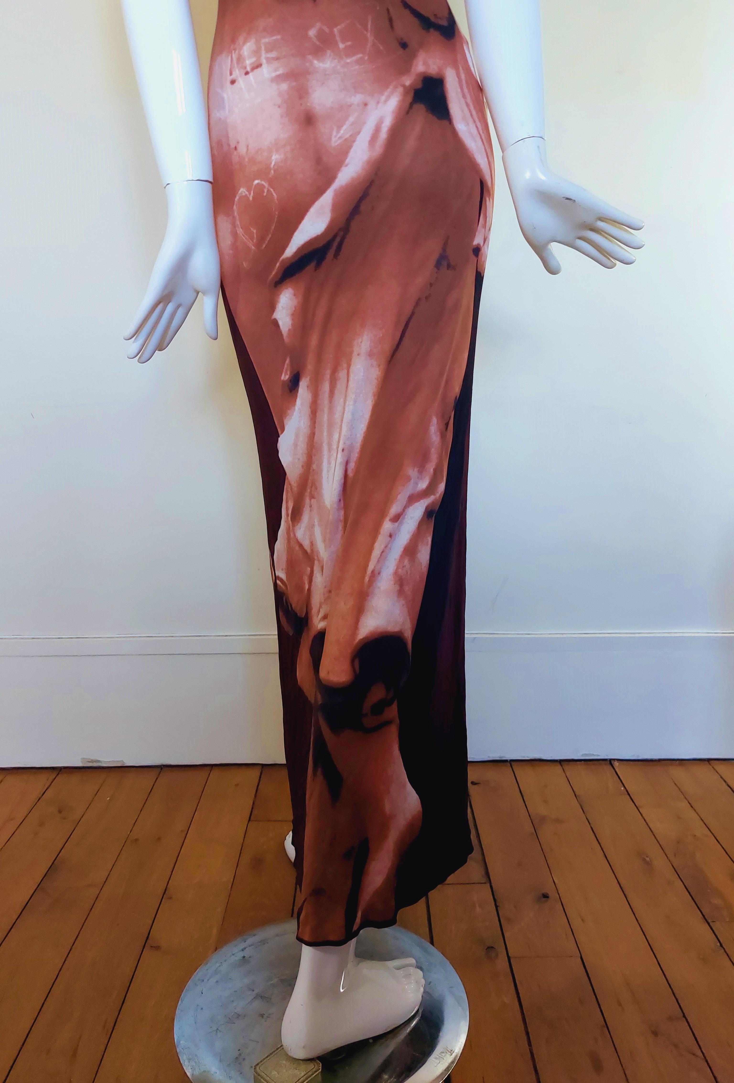 Jean Paul Gaultier S1999 Graffiti Goddess Venus Nude Trompe L'oeil Runway Dress 11