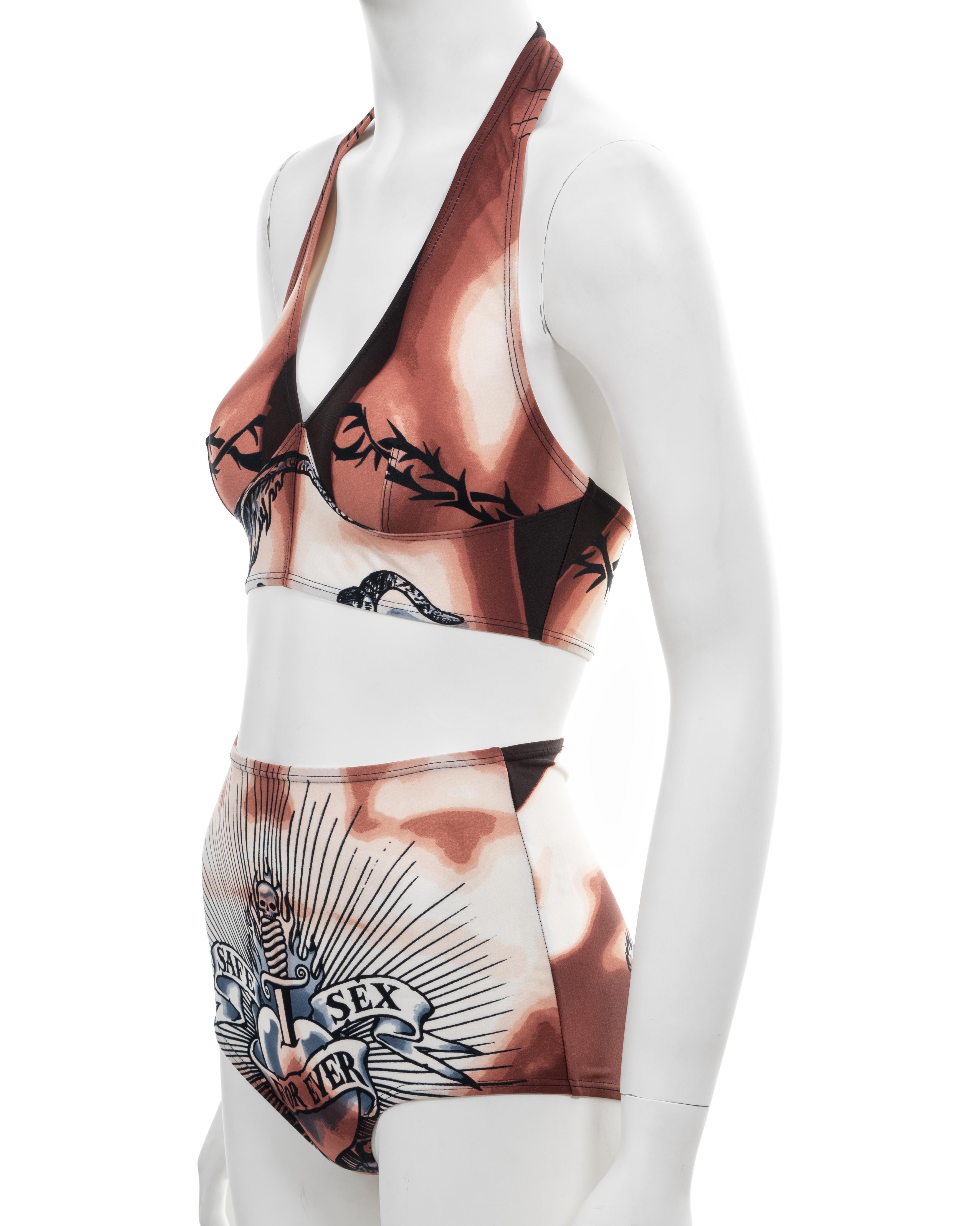 Jean Paul Gaultier 'Safe Sex Forever' tattoo print 2 piece set, ss 1996 For Sale 6