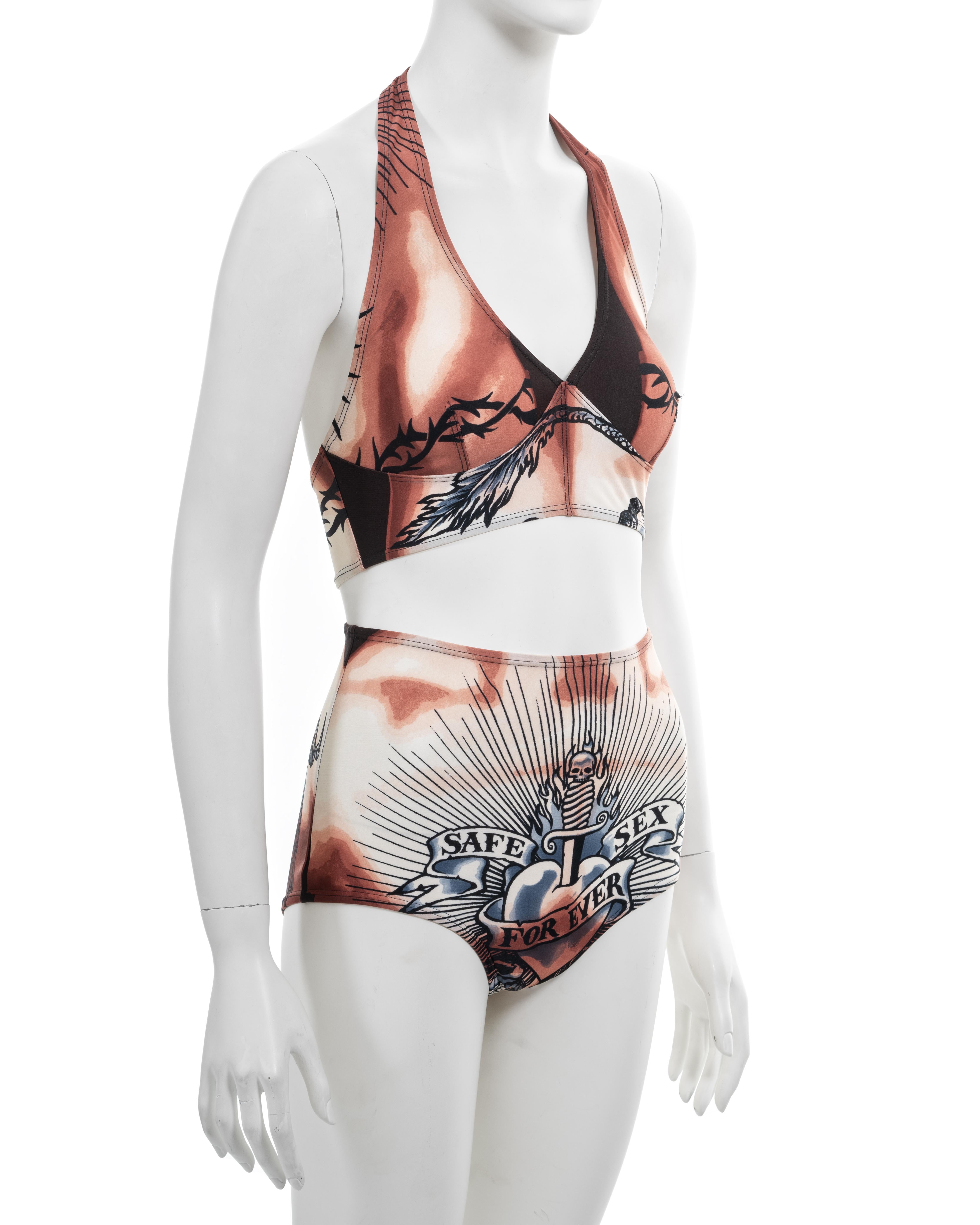Jean Paul Gaultier 'Safe Sex Forever' tattoo print 2 piece set, ss 1996 For Sale 2