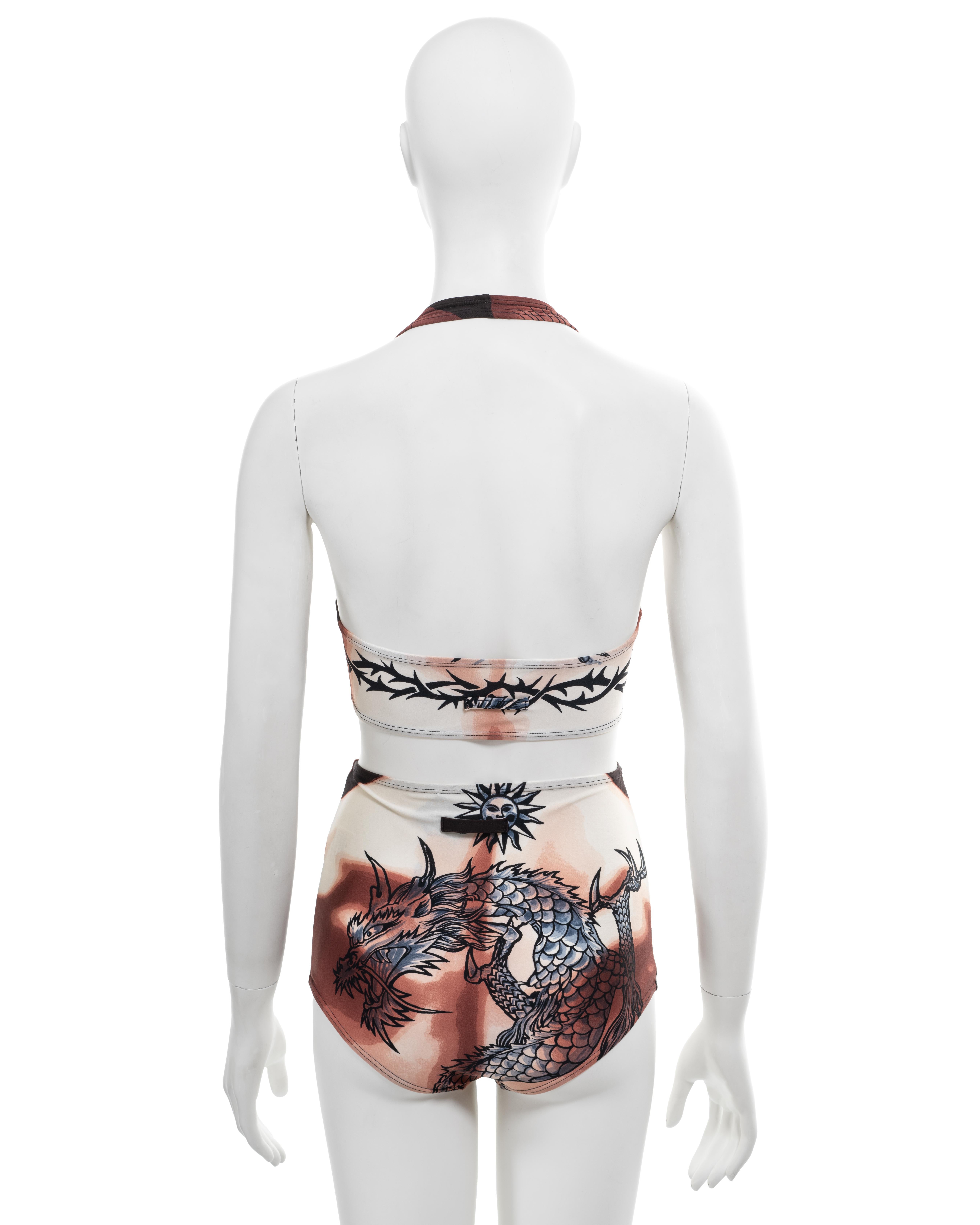 Jean Paul Gaultier 'Safe Sex Forever' tattoo print 2 piece set, ss 1996 For Sale 4